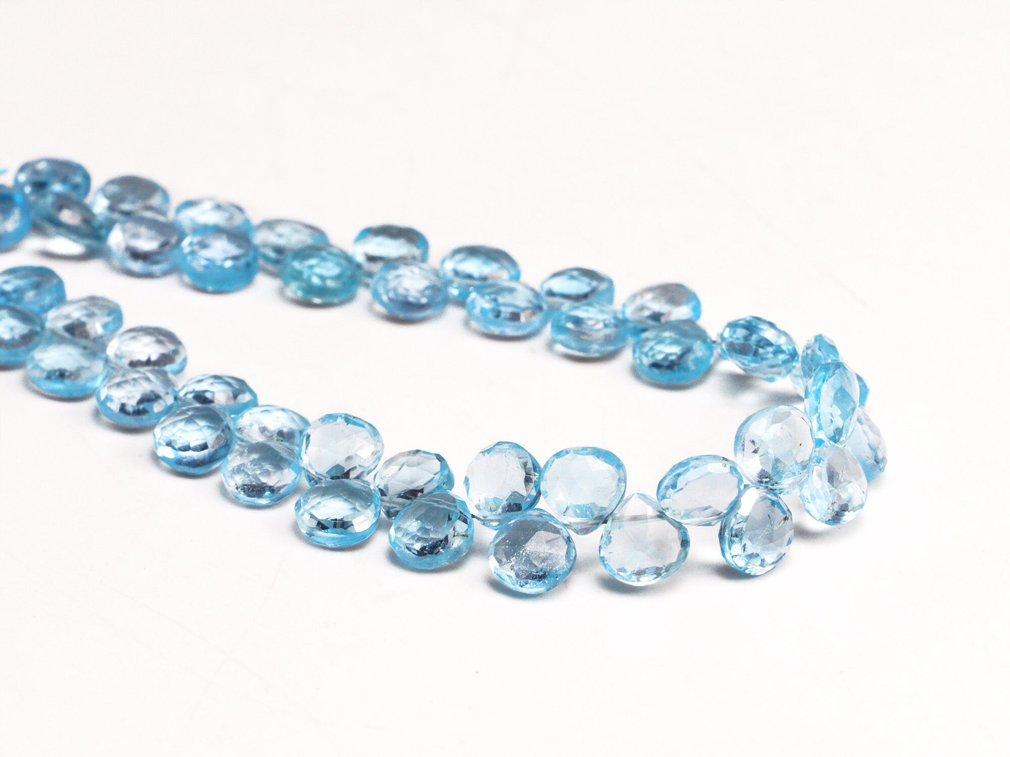 AA Quality Natural Sky Blue Topaz Faceted Heart Beads, SKU2012