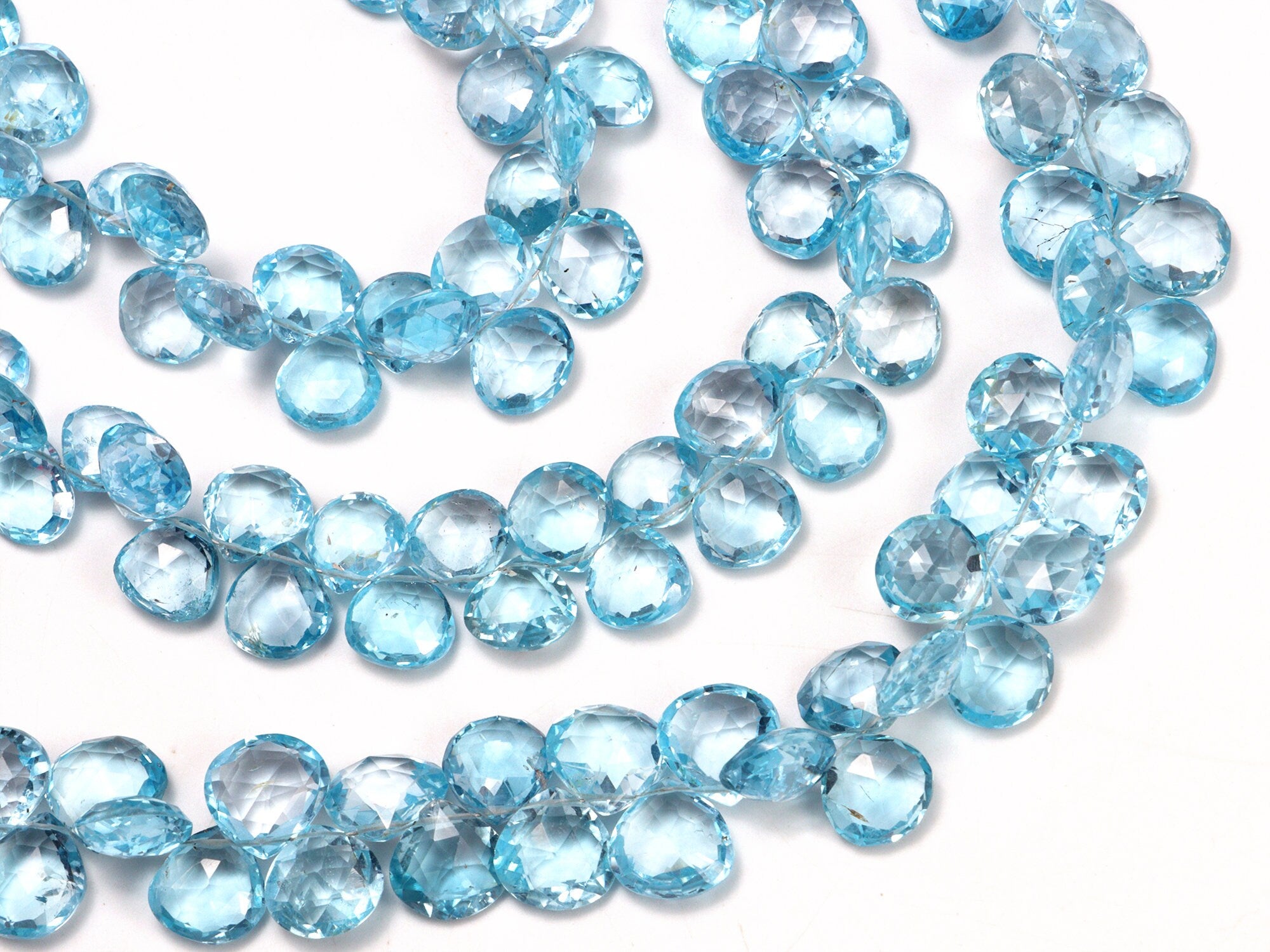AAA Quality Sky Blue Topaz Faceted Heart Beads Briolettes, SKU2013