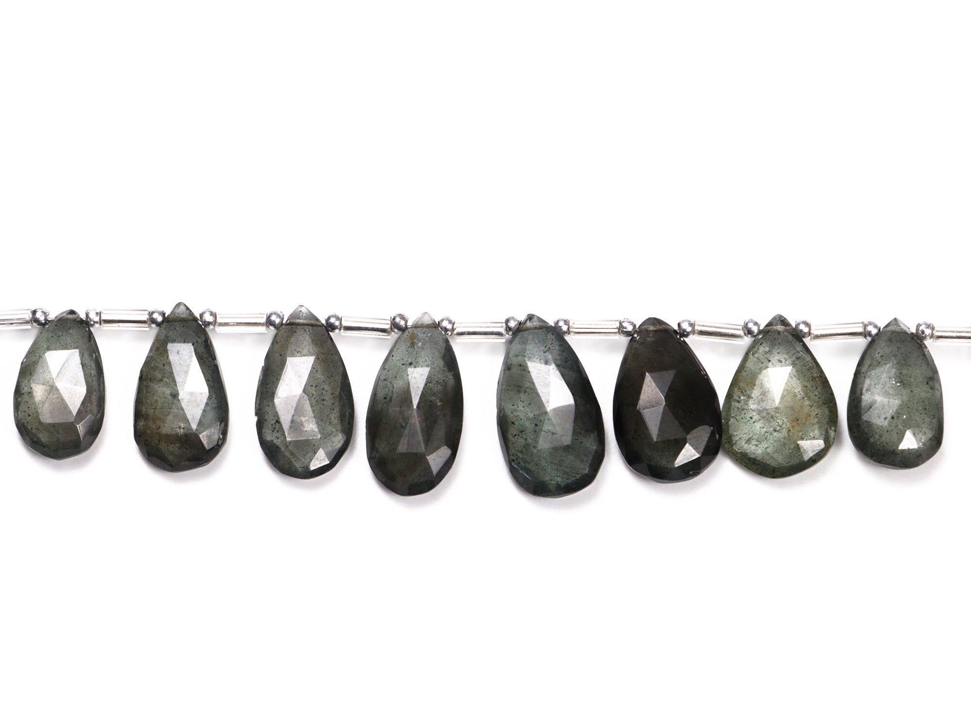 AA Quality Moss Aquamarine Faceted Pear Beads Briolettes, SKU2051