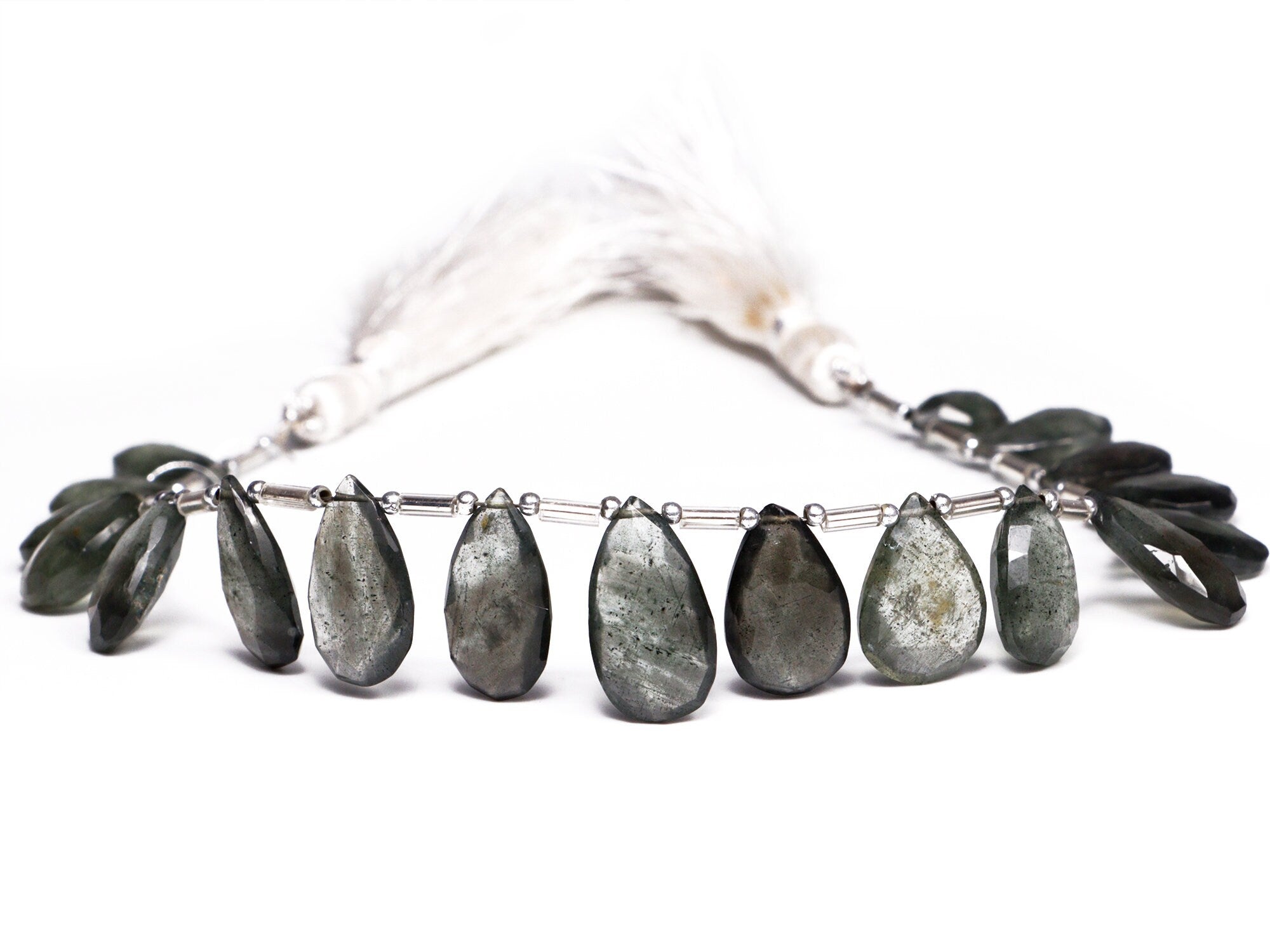 AA Quality Moss Aquamarine Faceted Pear Beads Briolettes, SKU2051