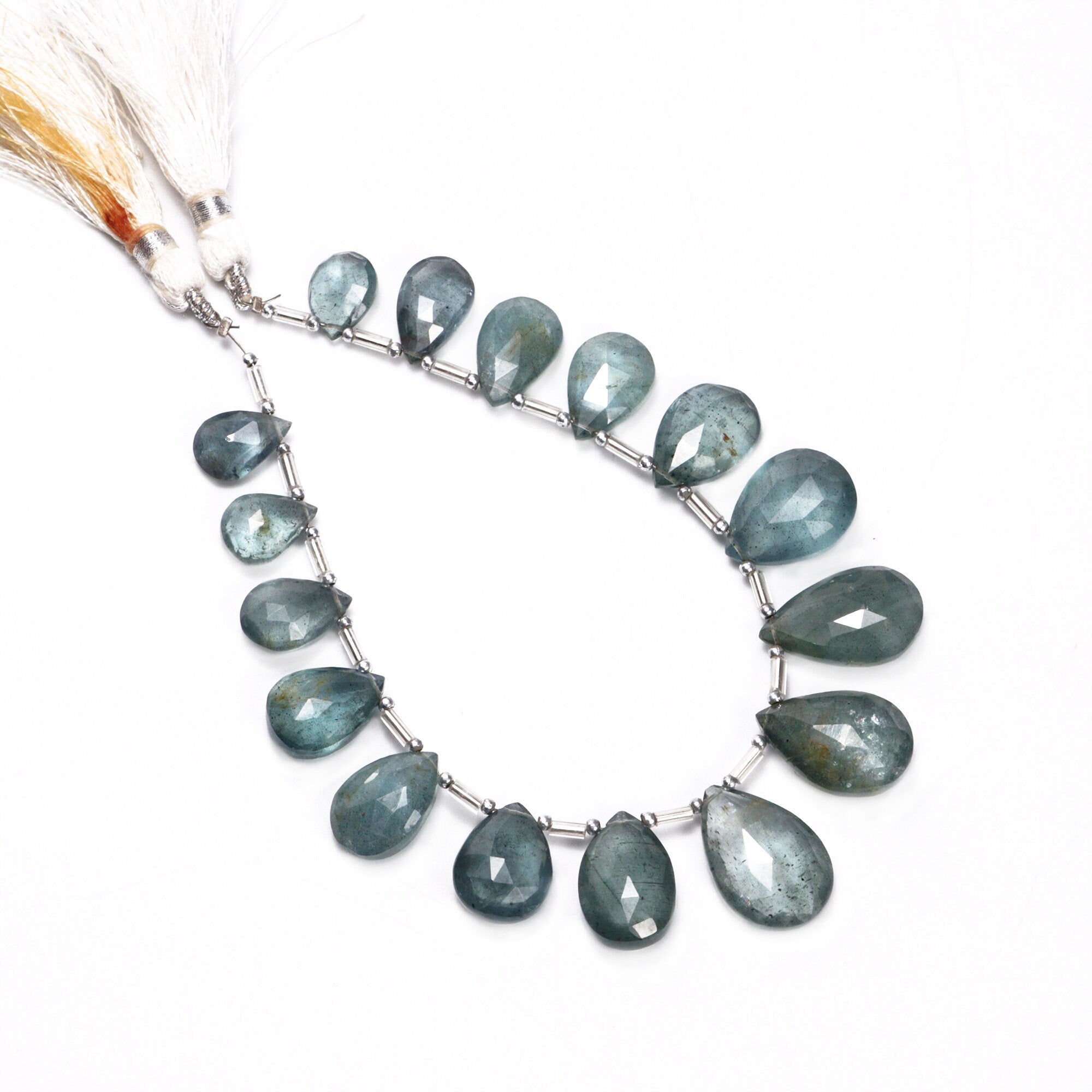 AA Quality Moss Aquamarine Faceted Pear Beads Briolettes, SKU2054