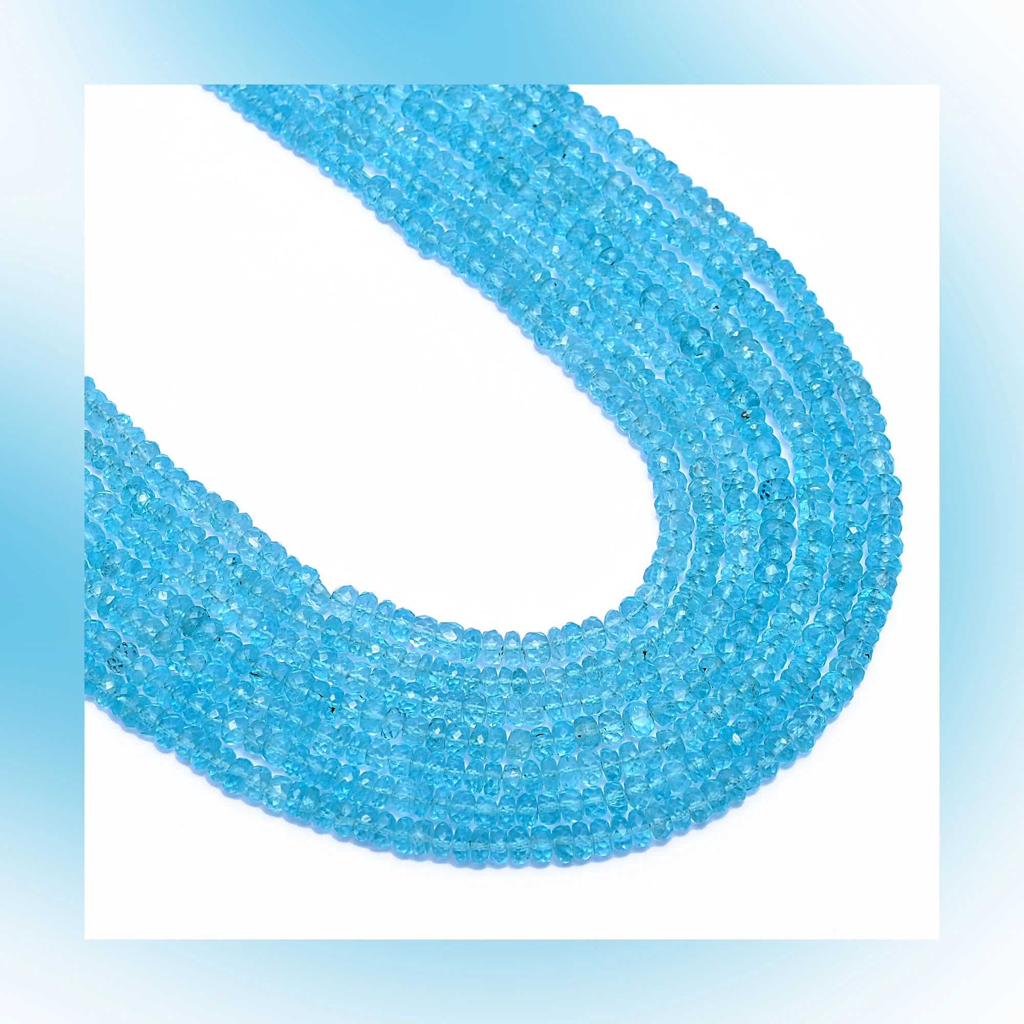 Natural Sky Apatite Faceted Rondelle Beads, 4 mm To 5 mm, 15.5 Inch Strand (SKU359)