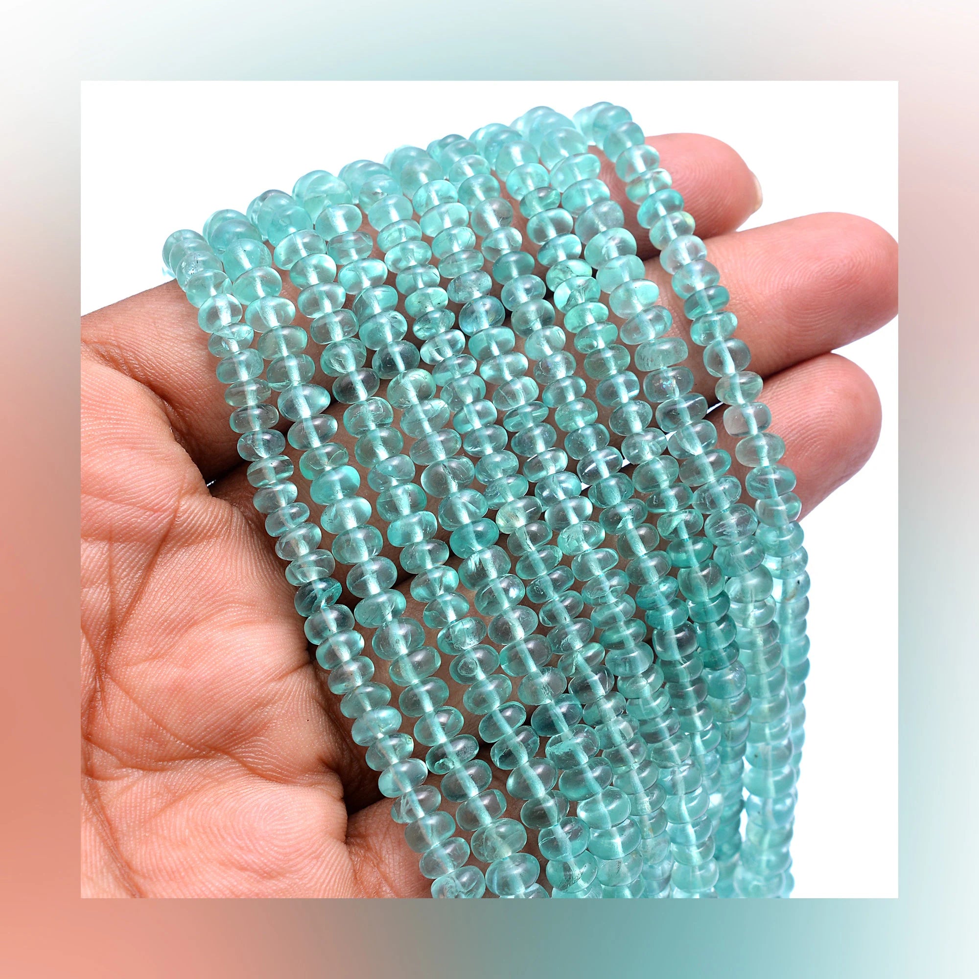 Green Blue Apatite Smooth Rondelle Beads, 5 mm To 6 mm, Green Apatite Beads, Blue Apatite Handmade Gemstone Jewelry Beads, 17 Inch, SKU370