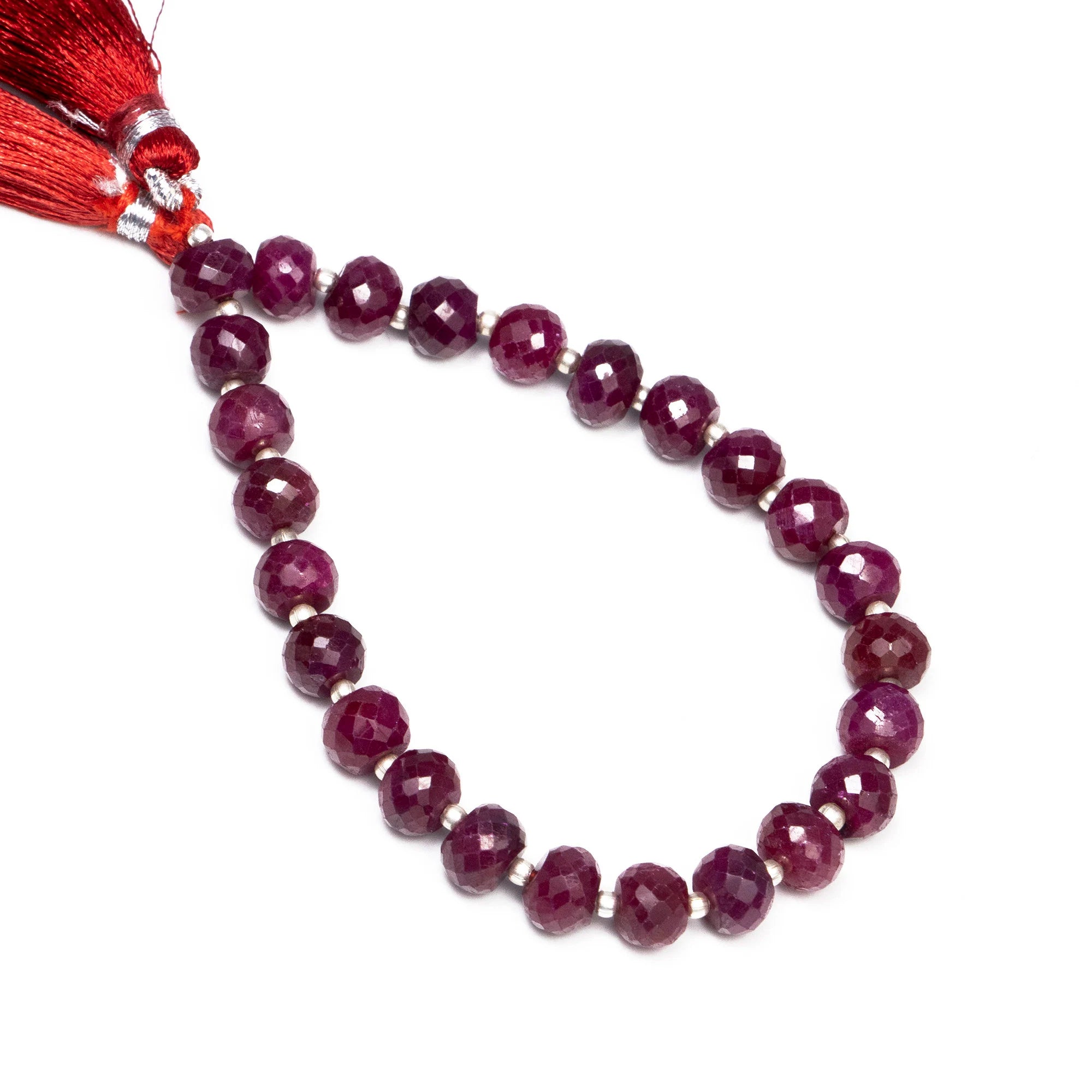 Corundum Ruby Faceted Rondelle Beads 7 mm To 8 mm, Ruby Faceted Beads, Corundum Ruby Jewelry Making Gemstone Beads, 7 Inch Strand, SKU015