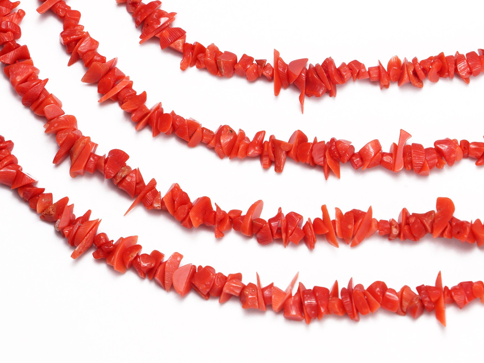 AA Quality Red Coral Smooth Uncut Beads, SKU2040