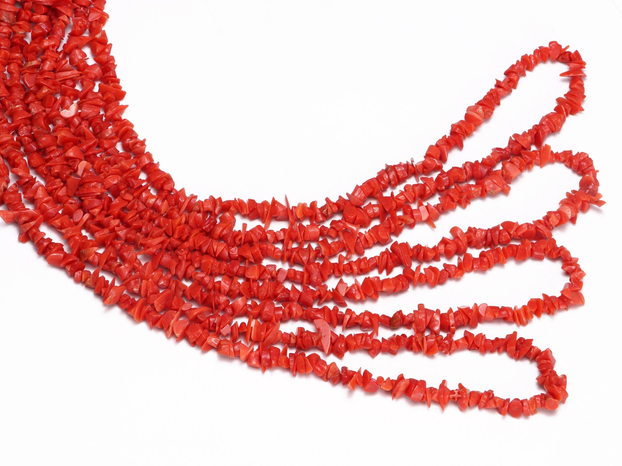 AA Quality Red Coral Smooth Uncut Beads, SKU2040