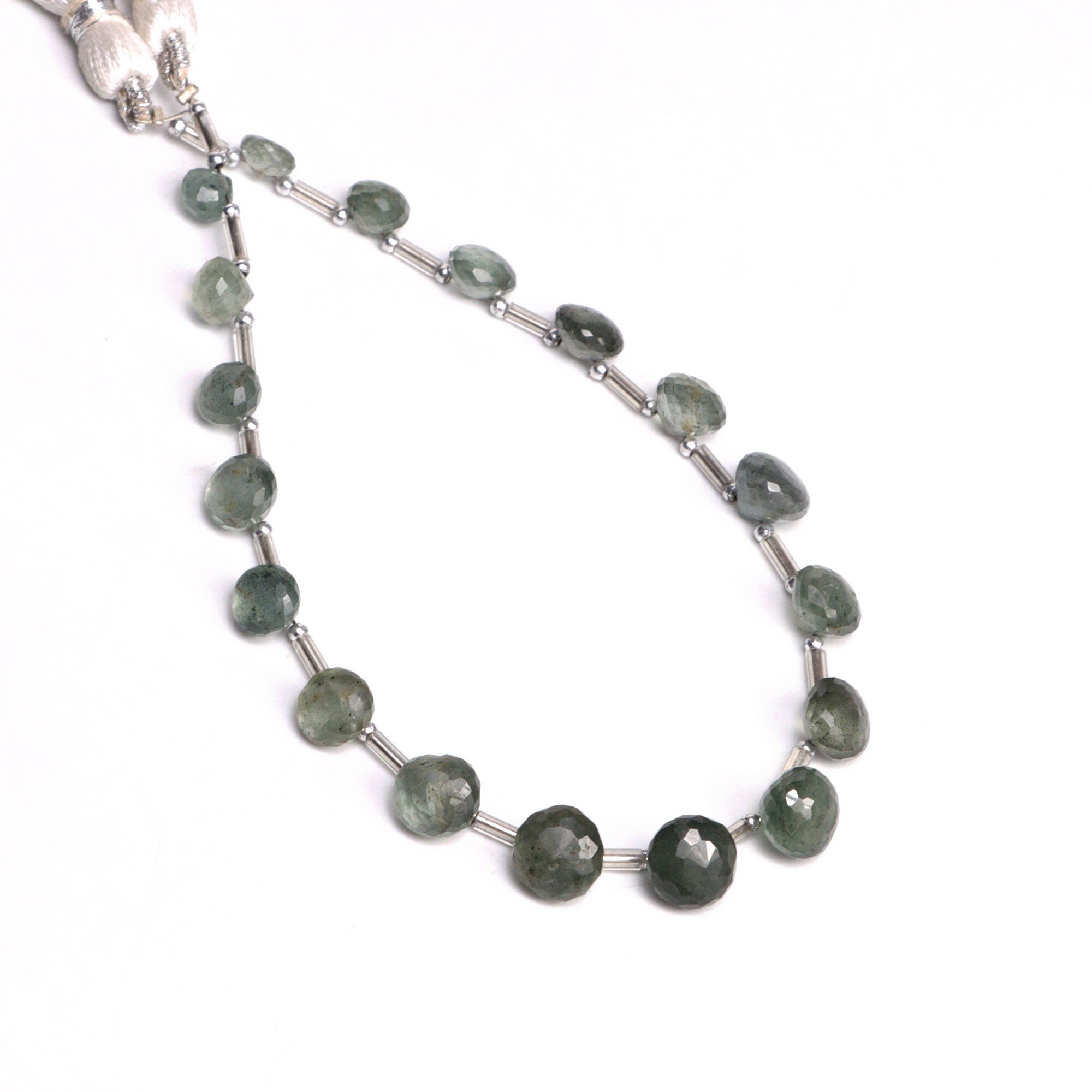 AA Quality Moss Aquamarine Faceted Onion Beads Briolettes, SKU2045