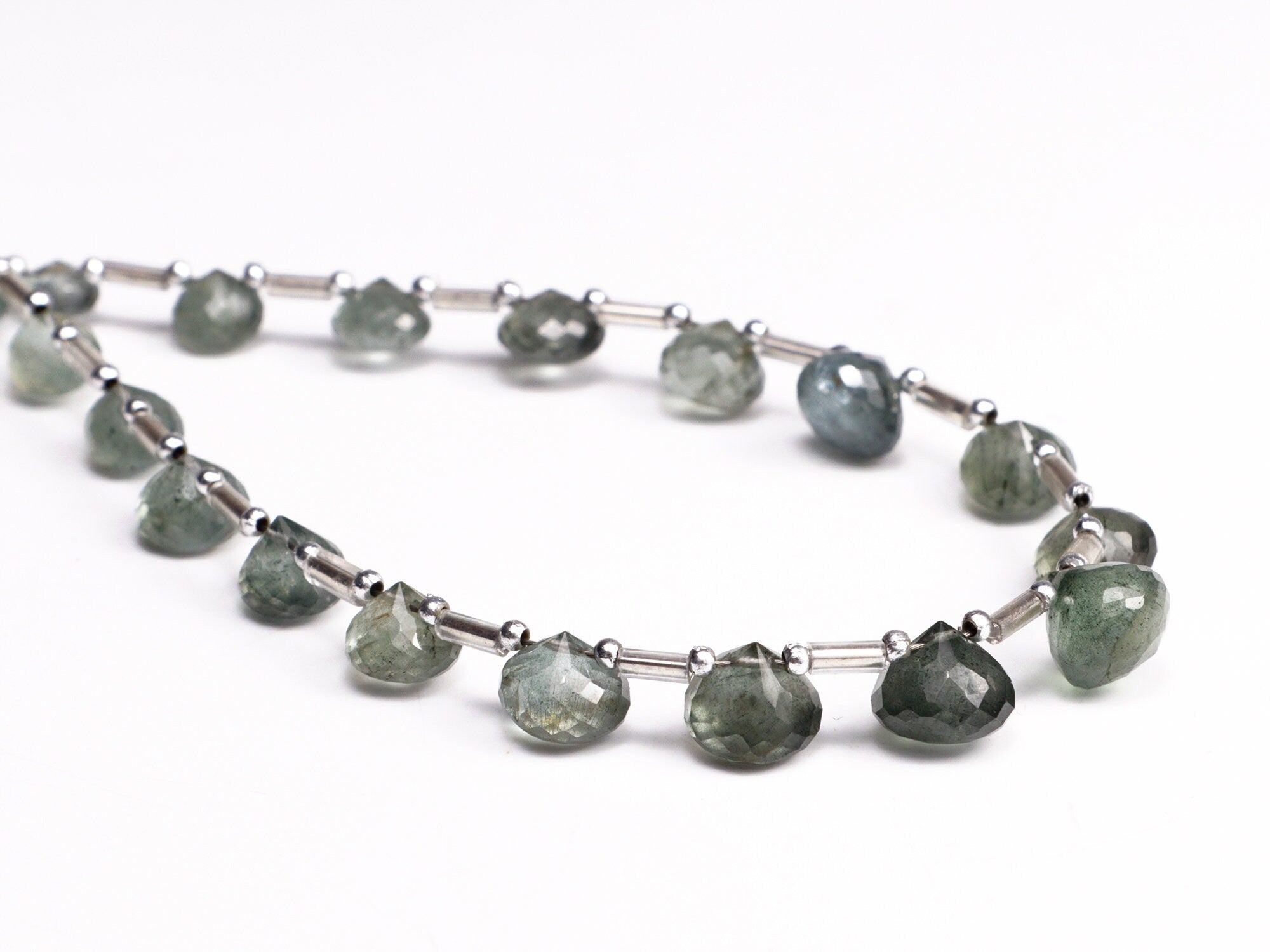 AA Quality Moss Aquamarine Faceted Onion Beads Briolettes, SKU2045