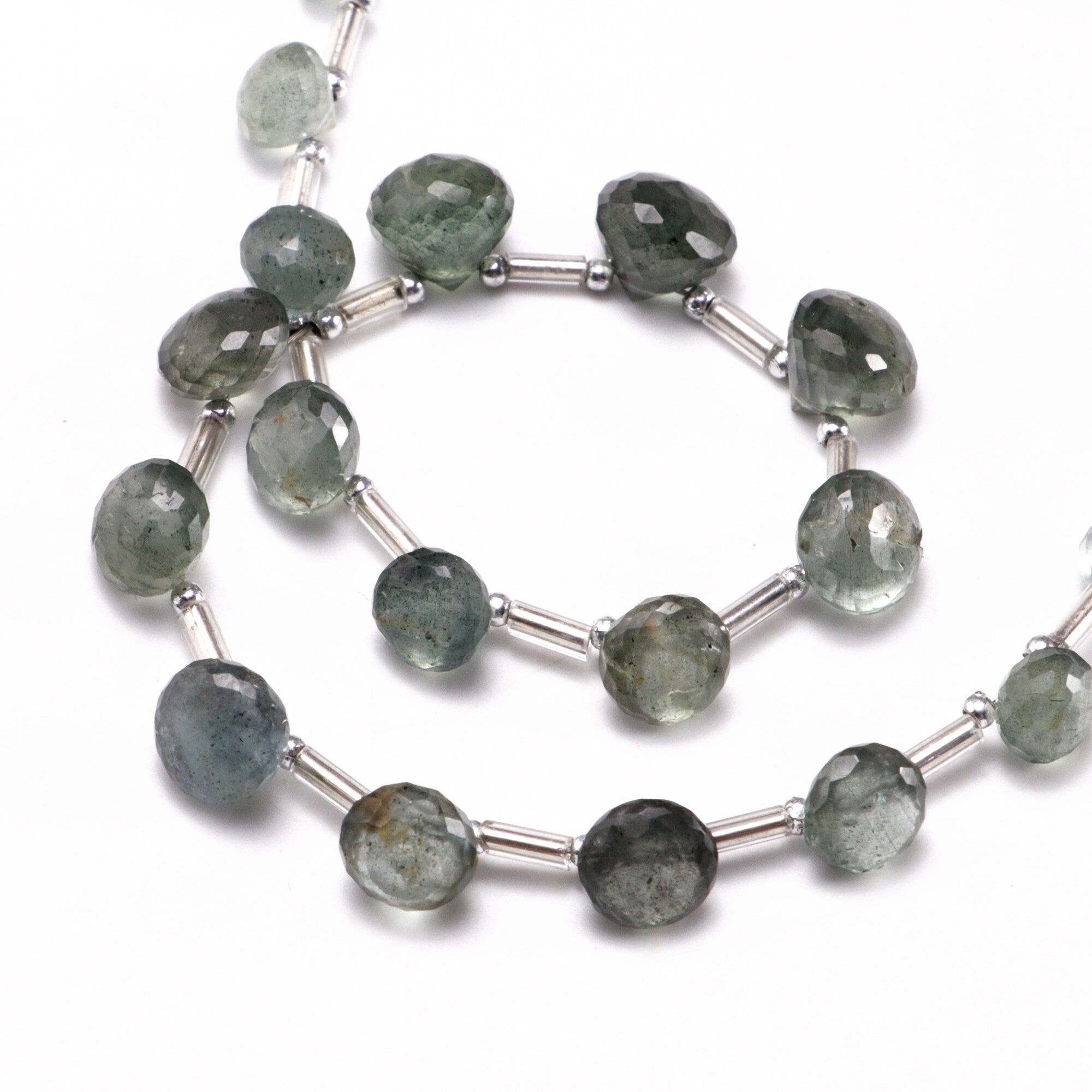 AA Quality Moss Aquamarine Faceted Onion Beads Briolettes, SKU2045