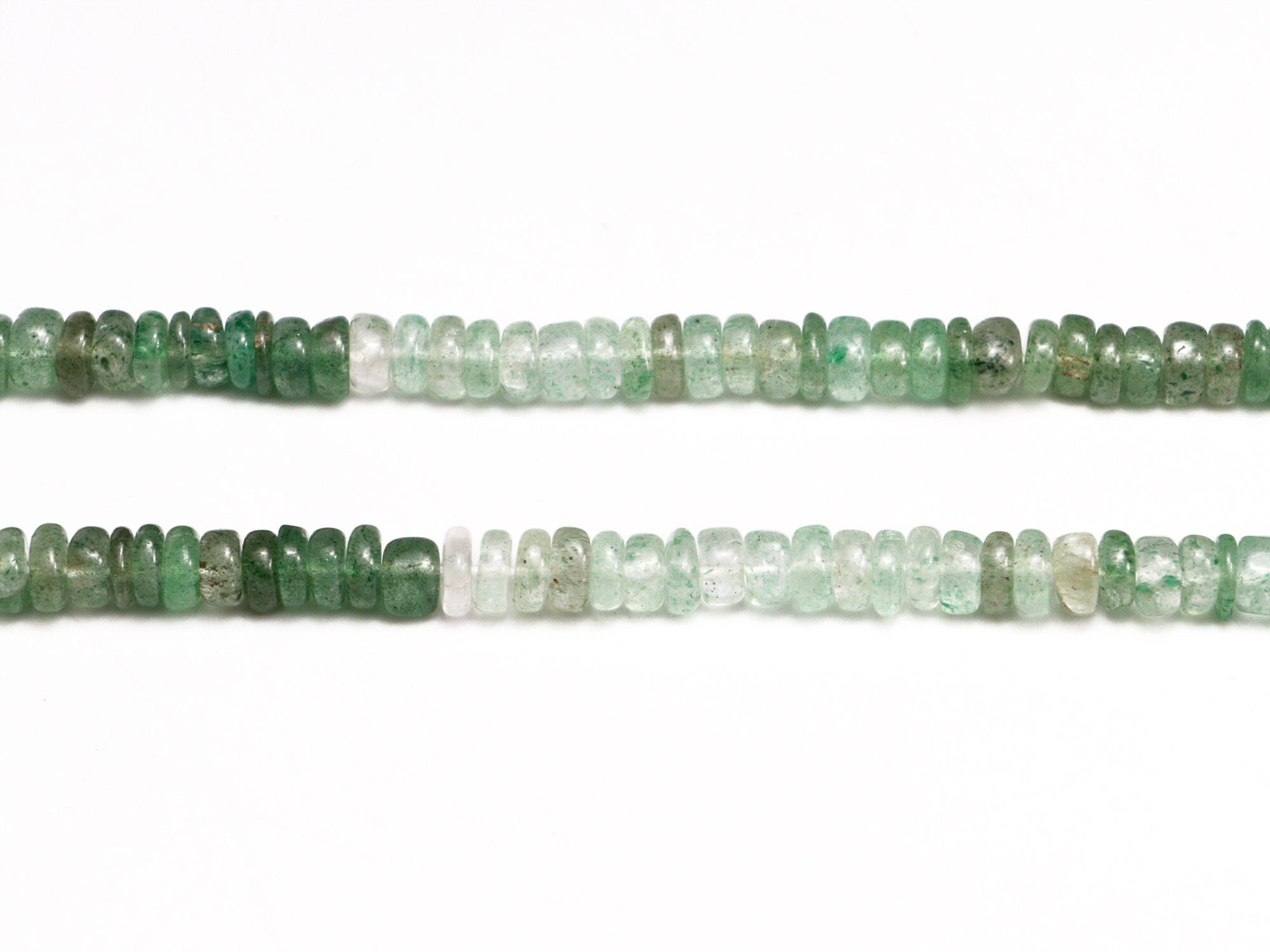 Green Strawberry Shaded Smooth Tyre Beads, Green Strawberry Heishi Beads, Strawberry Quartz Coin Jewelry Making Gemstone Beads