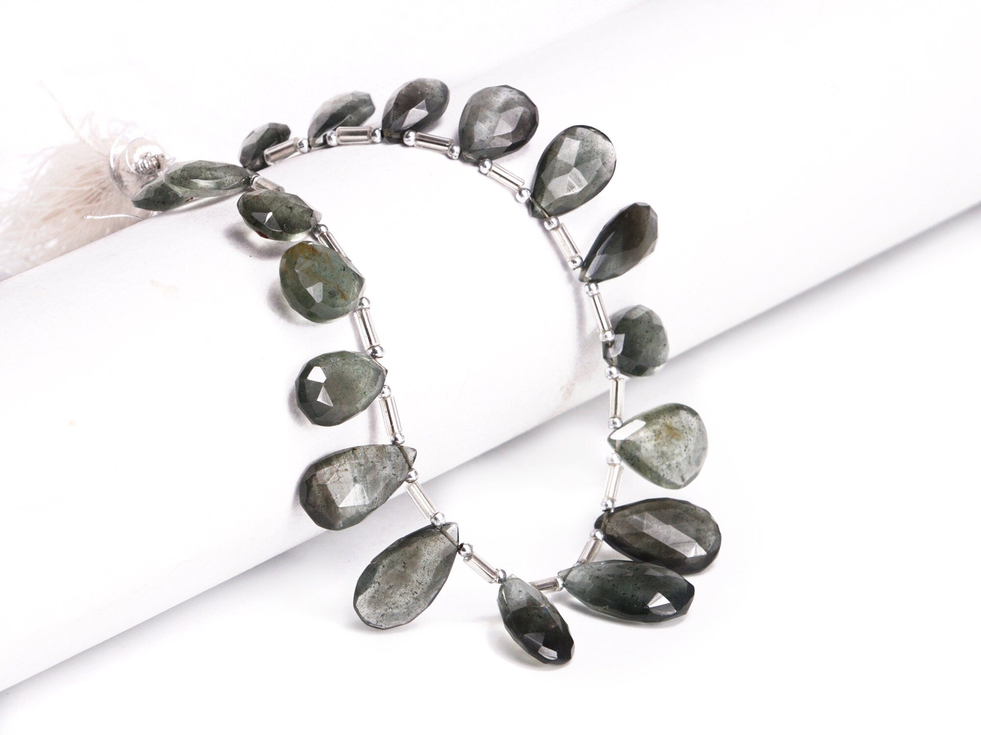 AA Quality Moss Aquamarine Faceted Pear Beads Briolettes, SKU2051