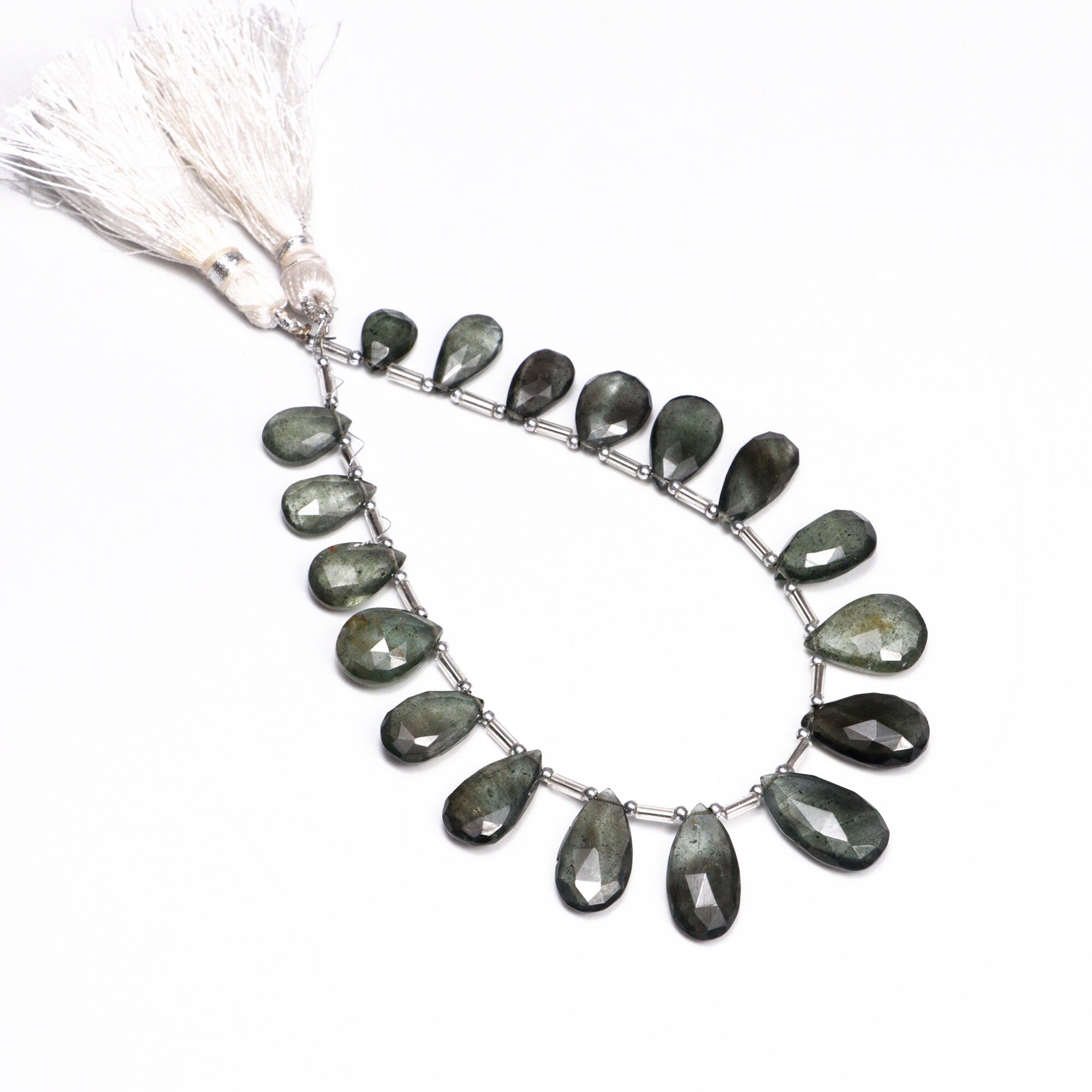 AA Quality Moss Aquamarine Faceted Pear Beads Briolettes, SKU2051