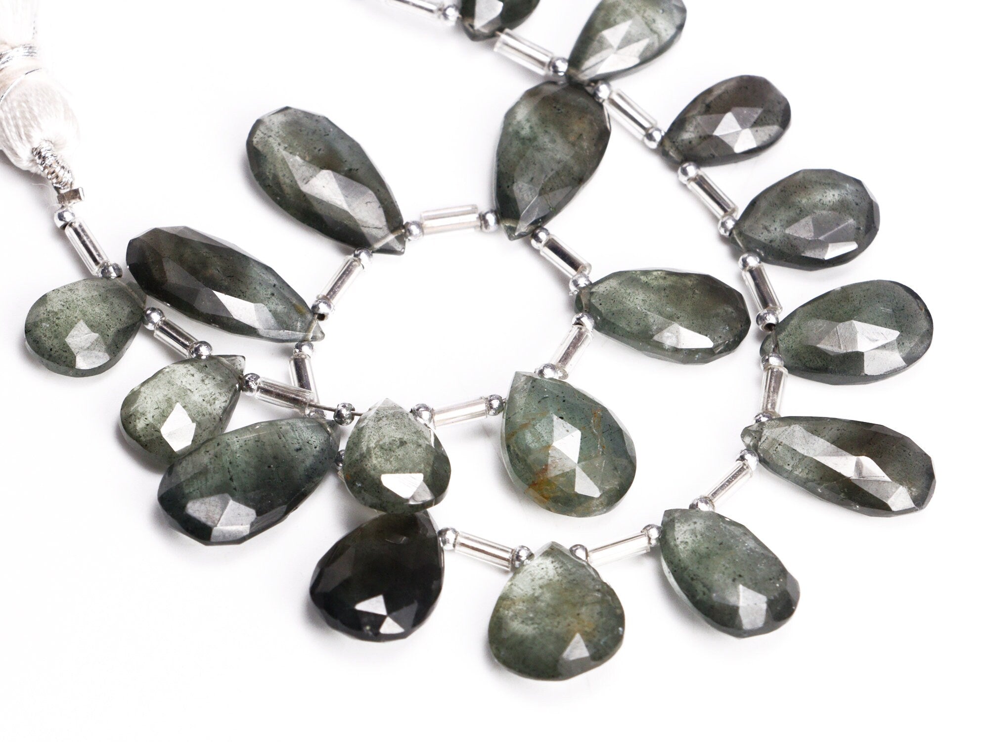 AA Quality Moss Aquamarine Faceted Pear Beads Briolettes, SKU2051