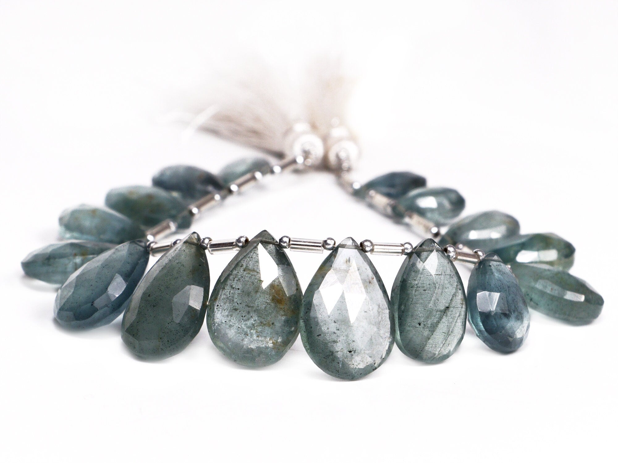 AA Quality Moss Aquamarine Faceted Pear Beads Briolettes, SKU2054