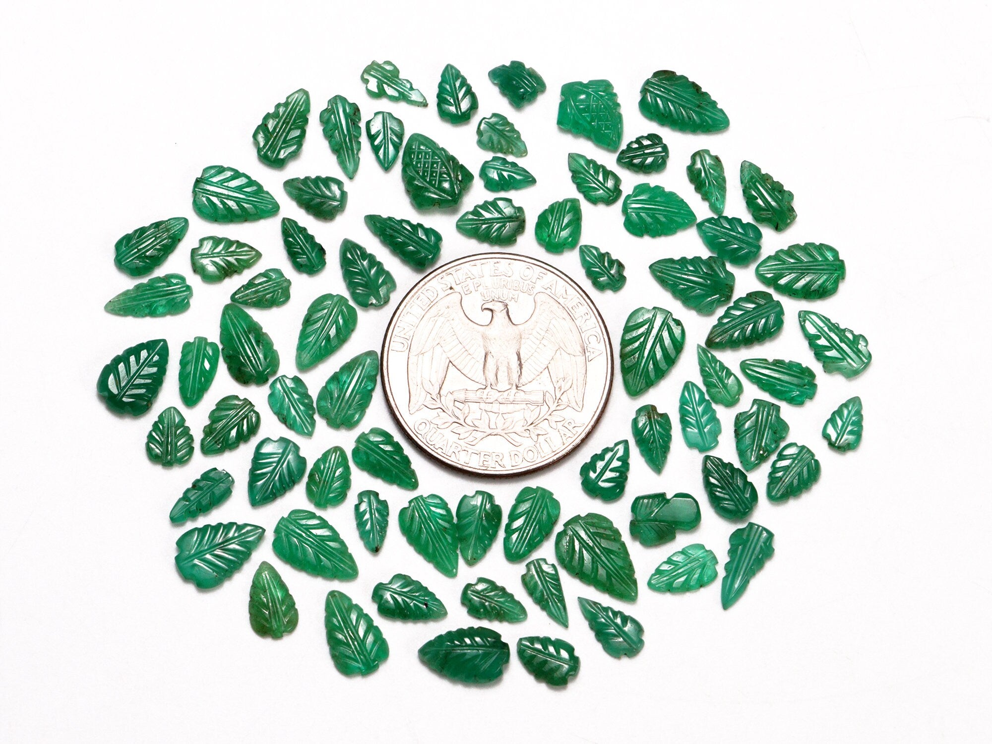 AA Quality Emerald Leaf Carving Gemstone Lot, SKU2090