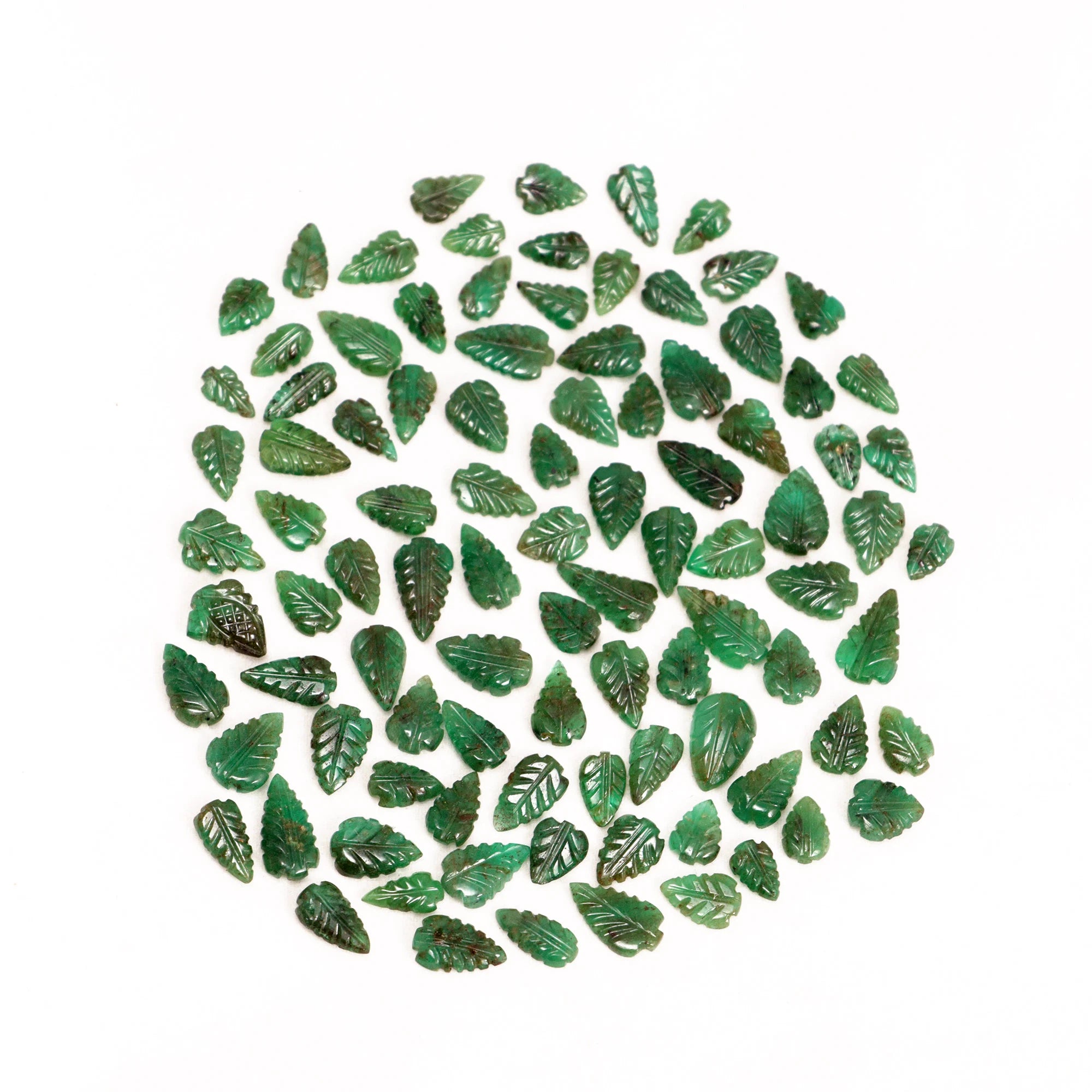 AA Quality Emerald Leaf Carving Gemstone Lot, SKU2095