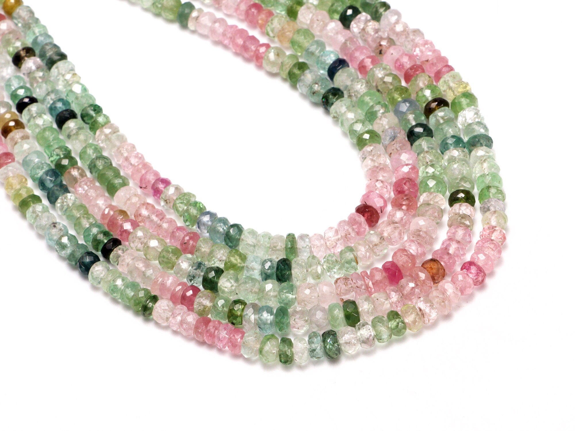 AA Quality Afghani Multi Tourmaline Faceted Rondelle Beads, SKU2067