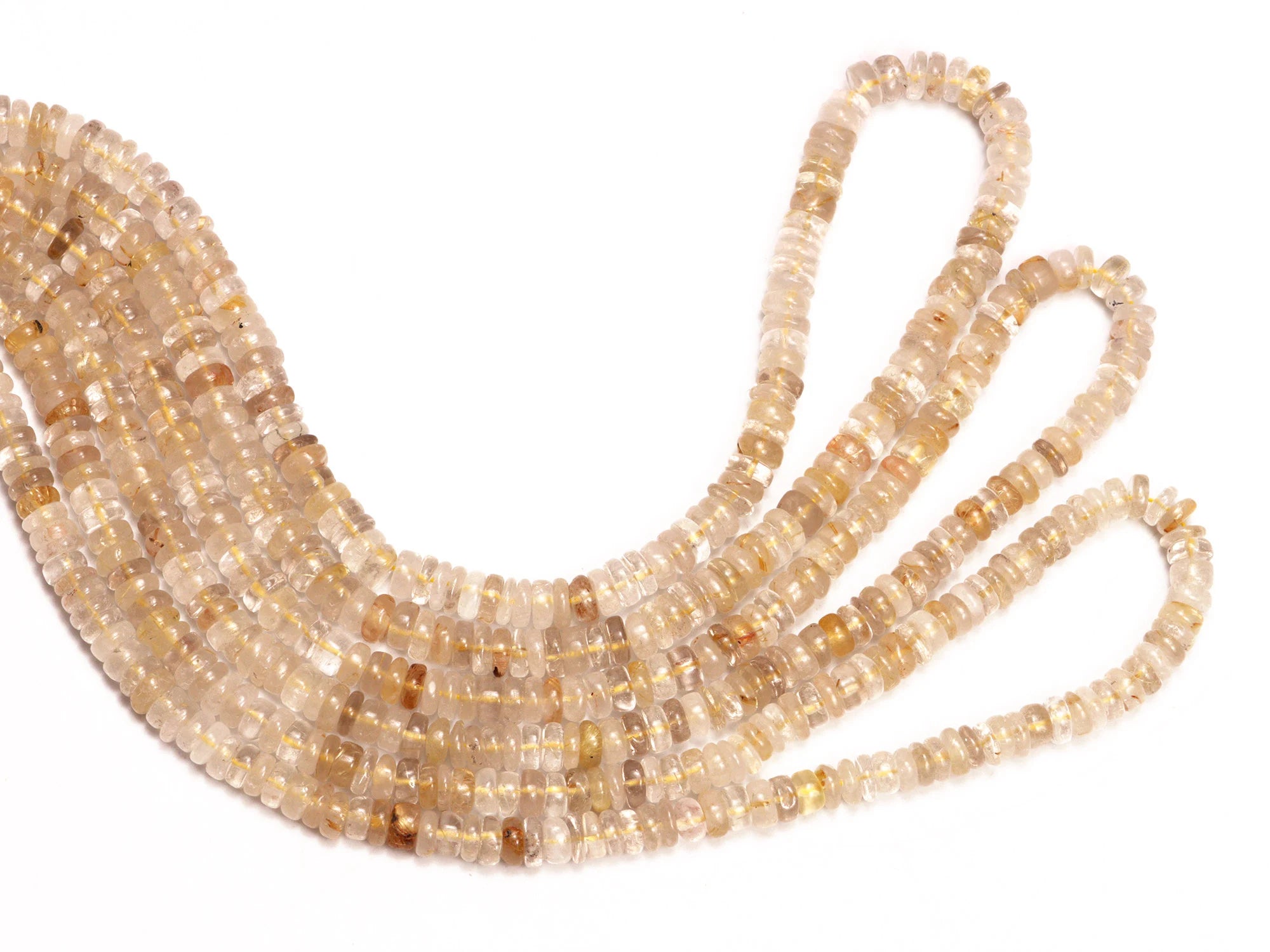 AA Quality Golden Rutile Smooth Tyre Beads, SKU2083