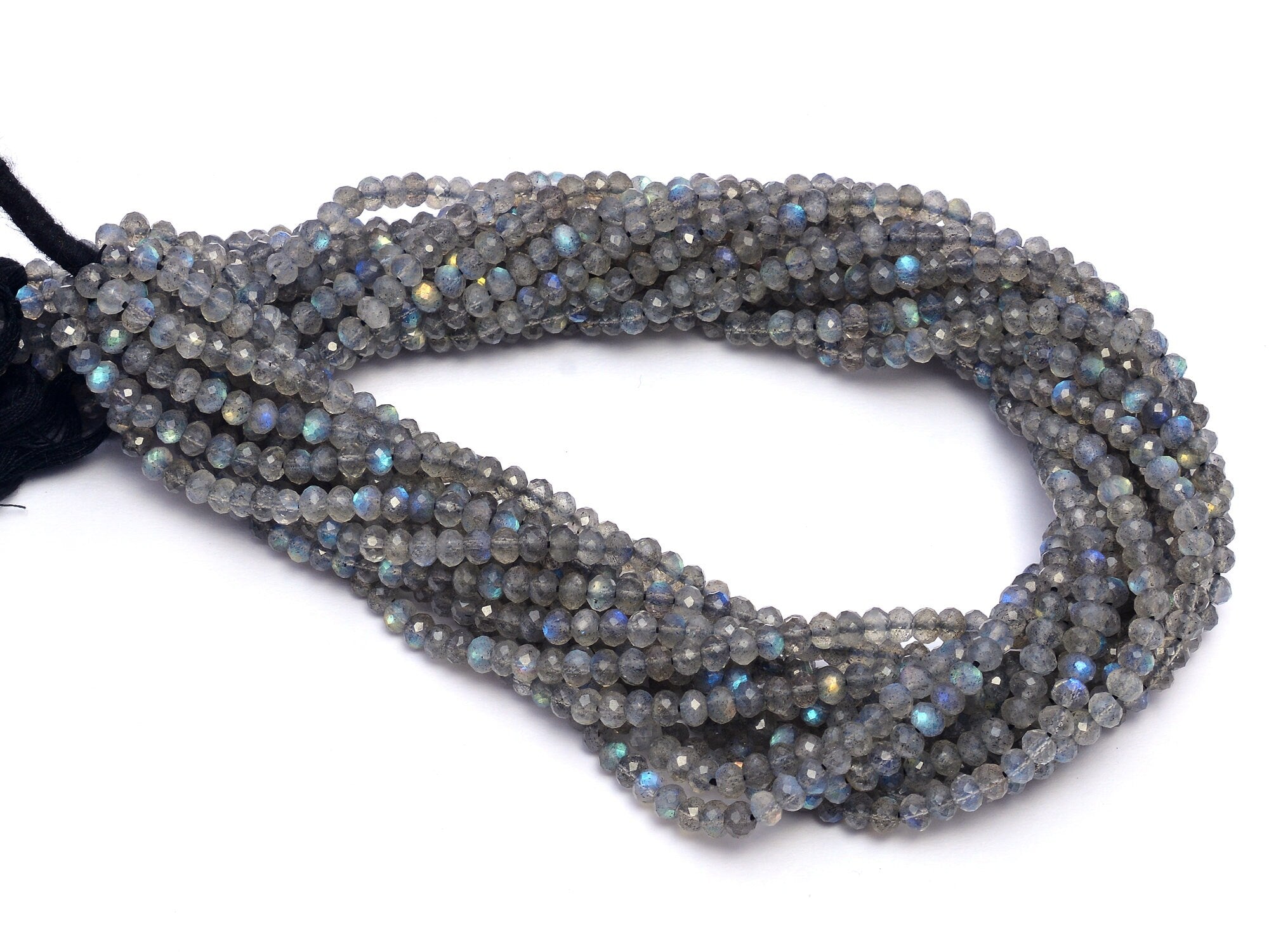 Natural Labradorite Faceted Rondelle Beads, 4 mm, SKU962