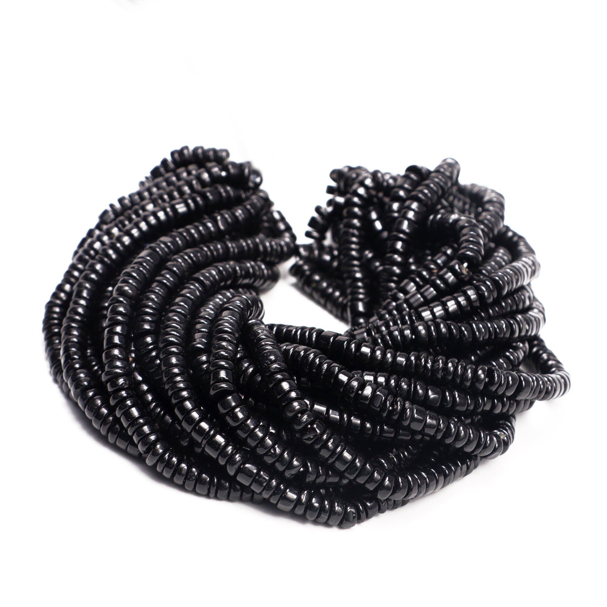 AA Quality Black Onyx Smooth Heishi Beads, SKU2080