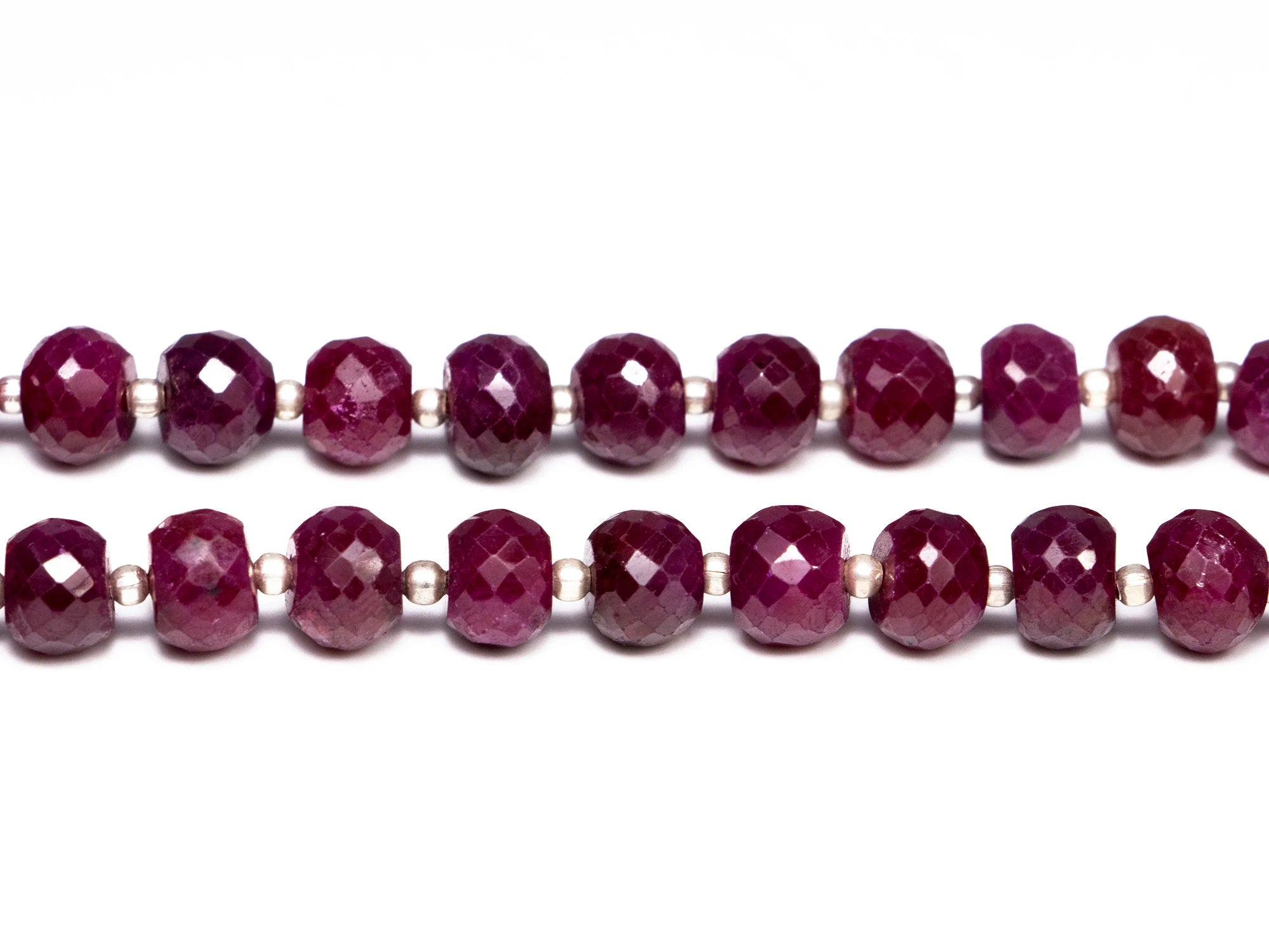 Corundum Ruby Faceted Rondelle Beads 7 mm To 8 mm, Ruby Faceted Beads, Corundum Ruby Jewelry Making Gemstone Beads, 7 Inch Strand, SKU015