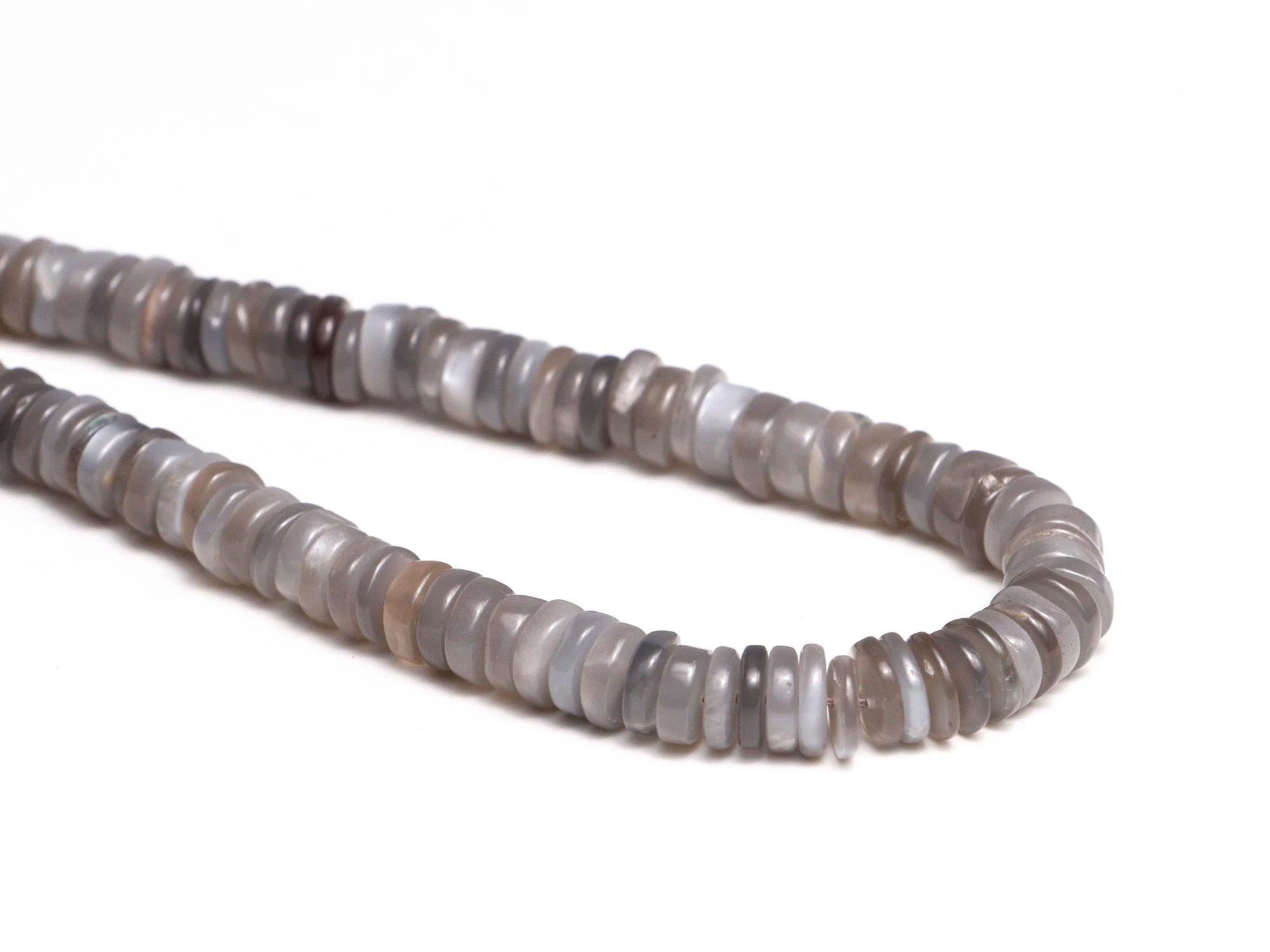 AA Quality Grey Moonstone Smooth Heishi Beads, SKU2077