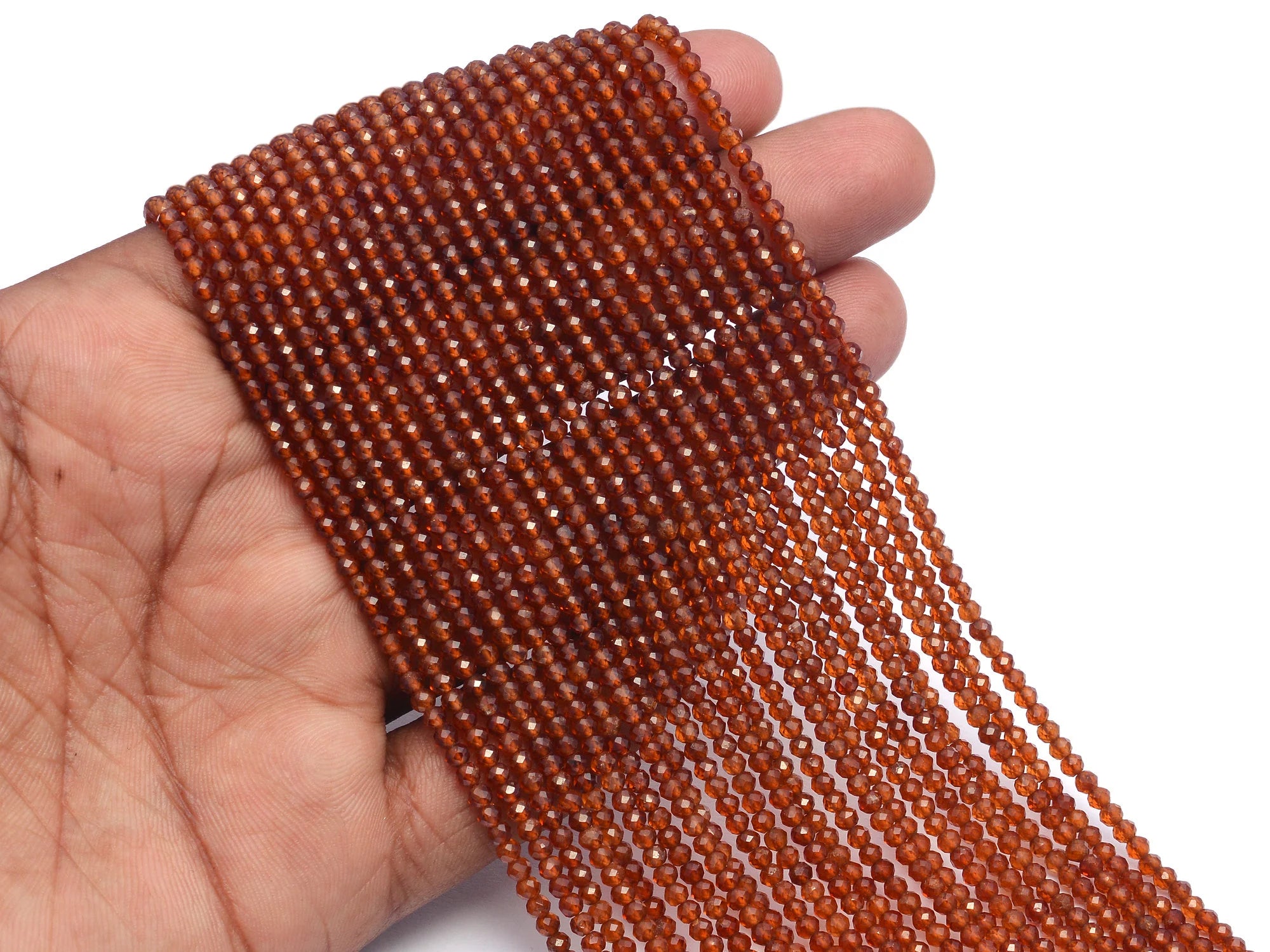 Hessonite Garnet Faceted Rondelle Beads, 3 mm, SKU978