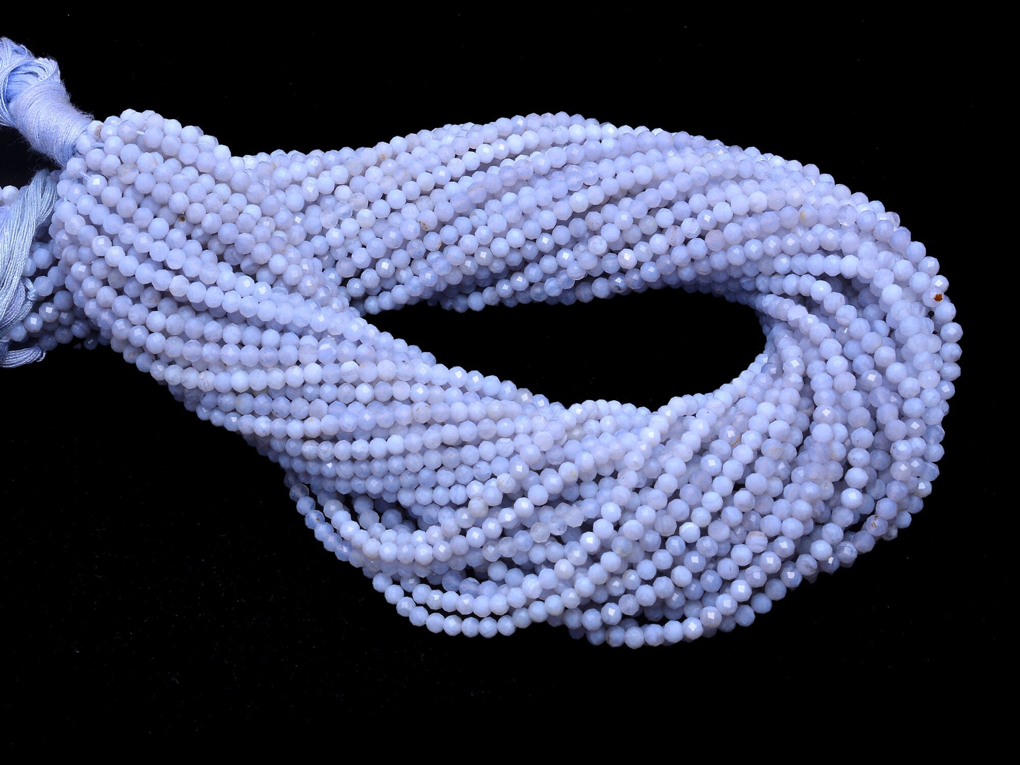 Blue Chalcedony Faceted Round Balls Beads, 3 mm, SKU980