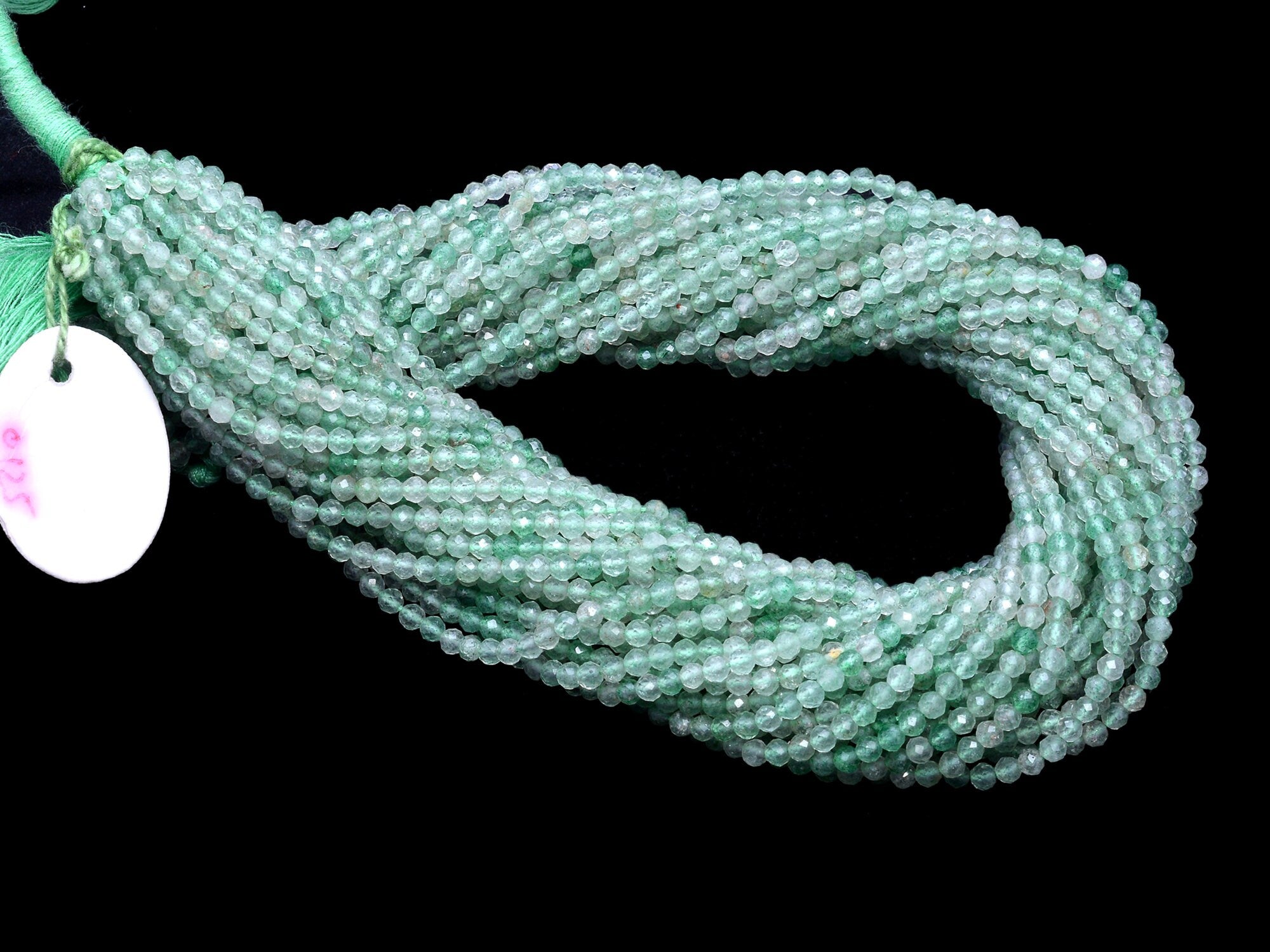 Green Strawberry Quartz Faceted Round Balls Beads, 3 mm, SKU981