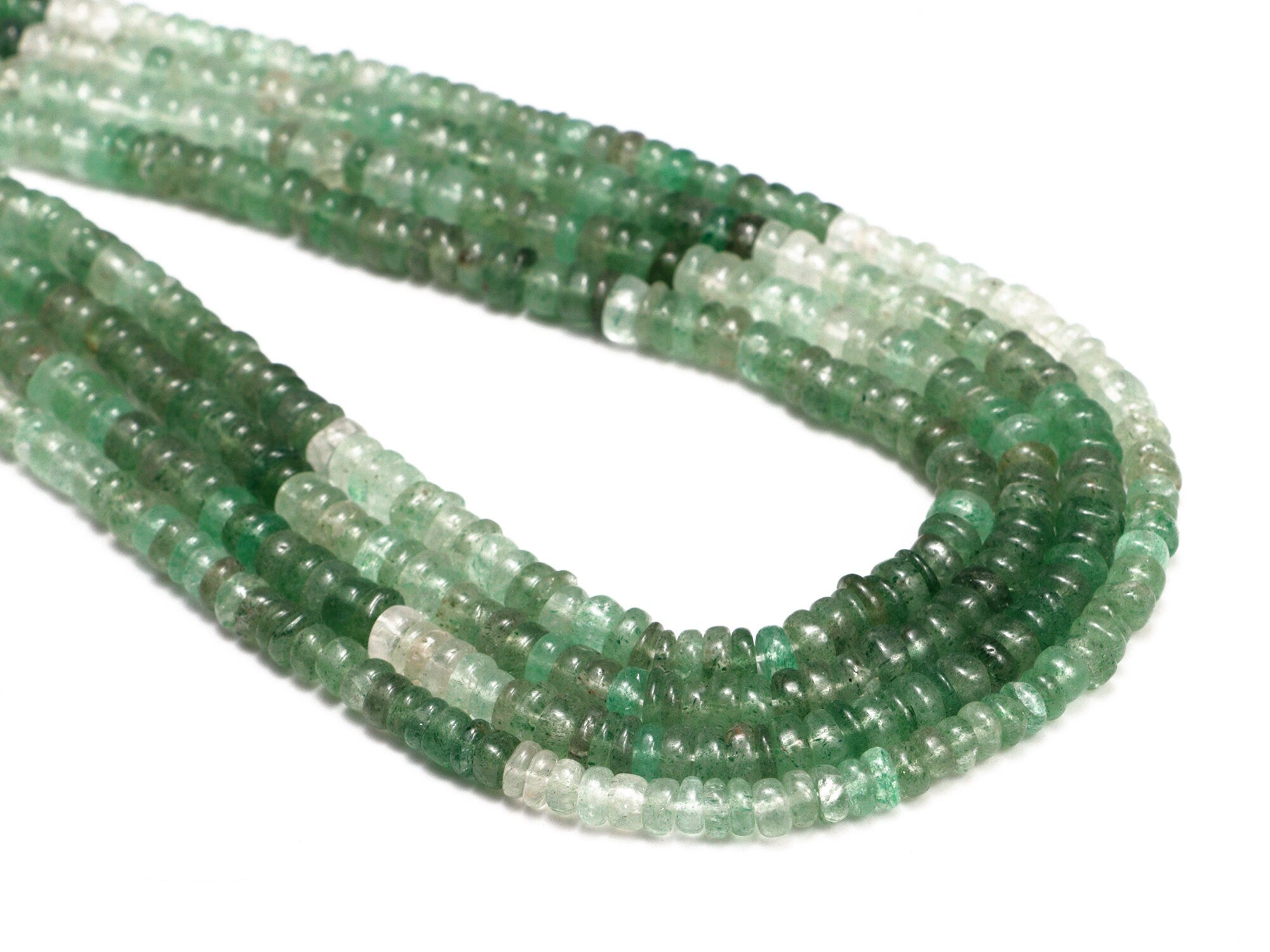 Green Strawberry Shaded Smooth Tyre Beads, Green Strawberry Heishi Beads, Strawberry Quartz Coin Jewelry Making Gemstone Beads