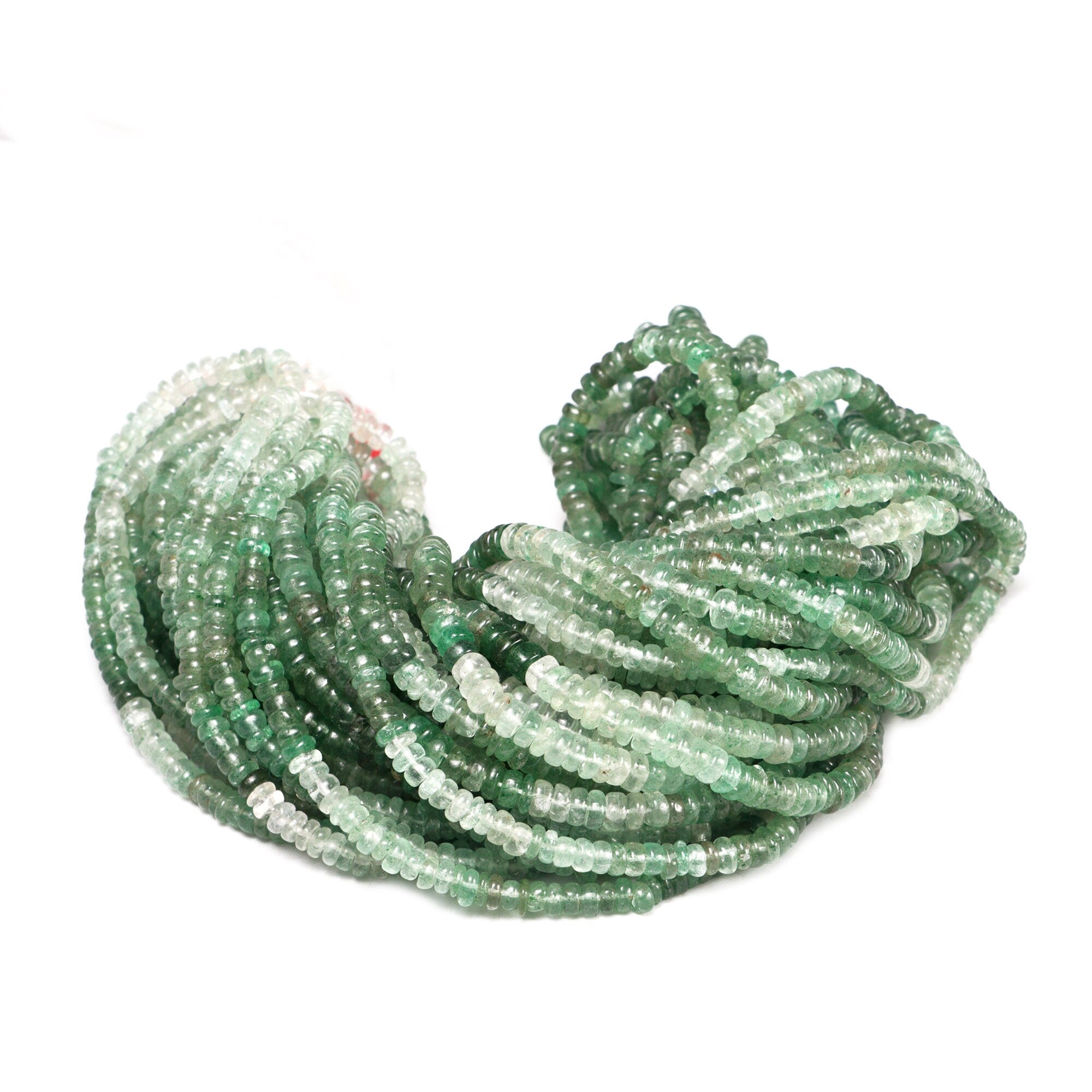 Green Strawberry Shaded Smooth Tyre Beads, Green Strawberry Heishi Beads, Strawberry Quartz Coin Jewelry Making Gemstone Beads