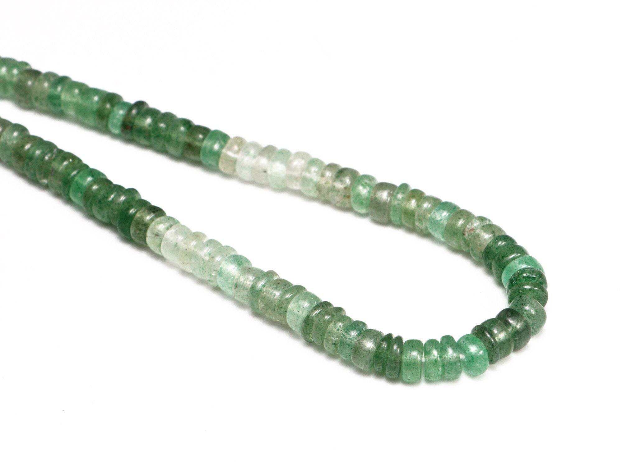 Green Strawberry Shaded Smooth Tyre Beads, Green Strawberry Heishi Beads, Strawberry Quartz Coin Jewelry Making Gemstone Beads