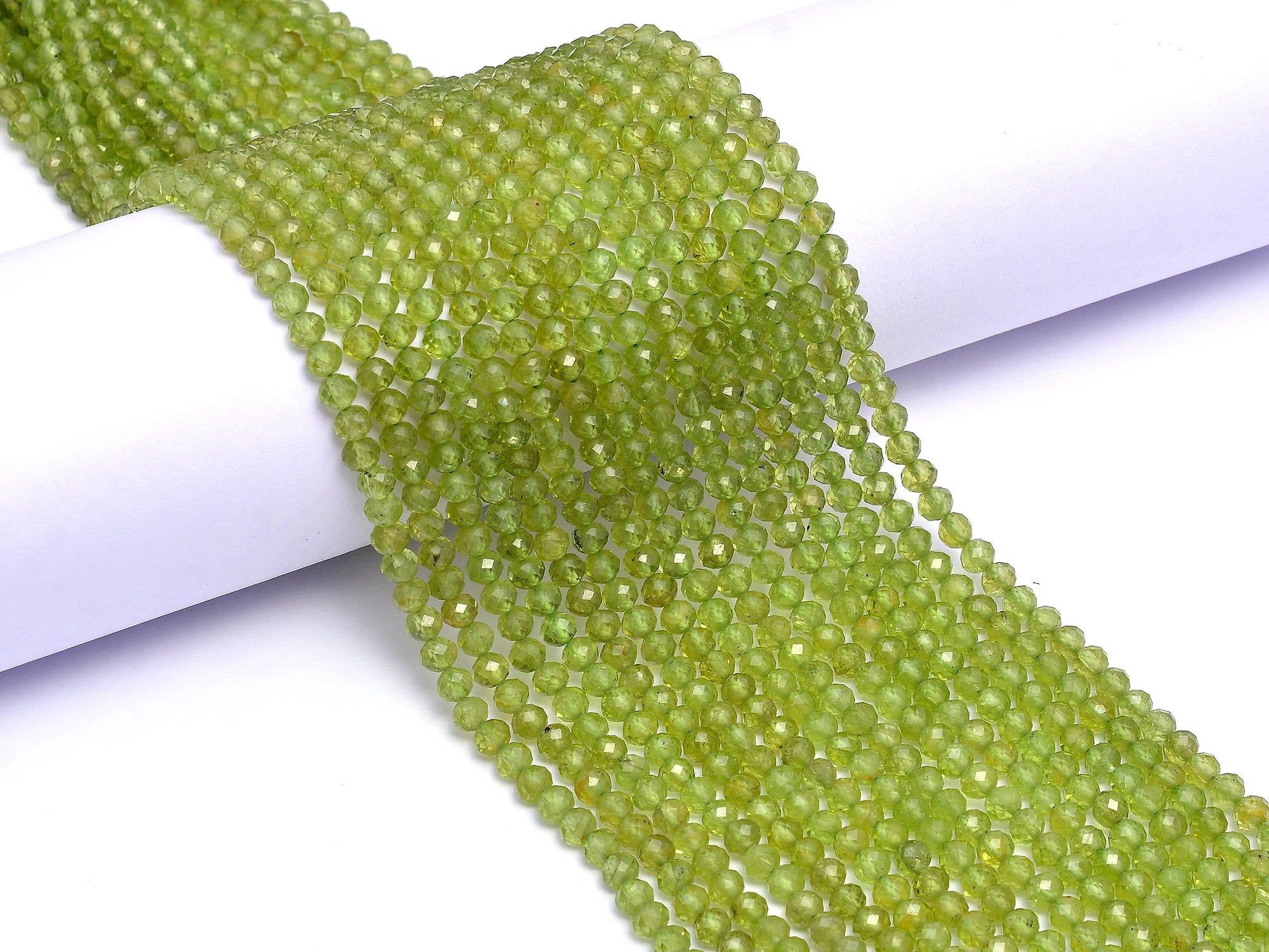 Peridot Faceted Rondelle Beads, 2.5 mm - 4.5 mm, SKU989