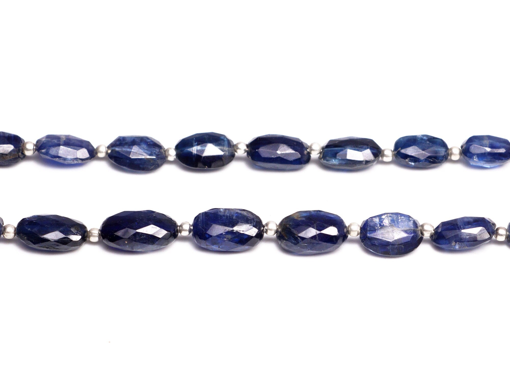 Natural Blue Kyanite Faceted Oval Gemstone Beads, 8 Inch Strand, (SKU011)