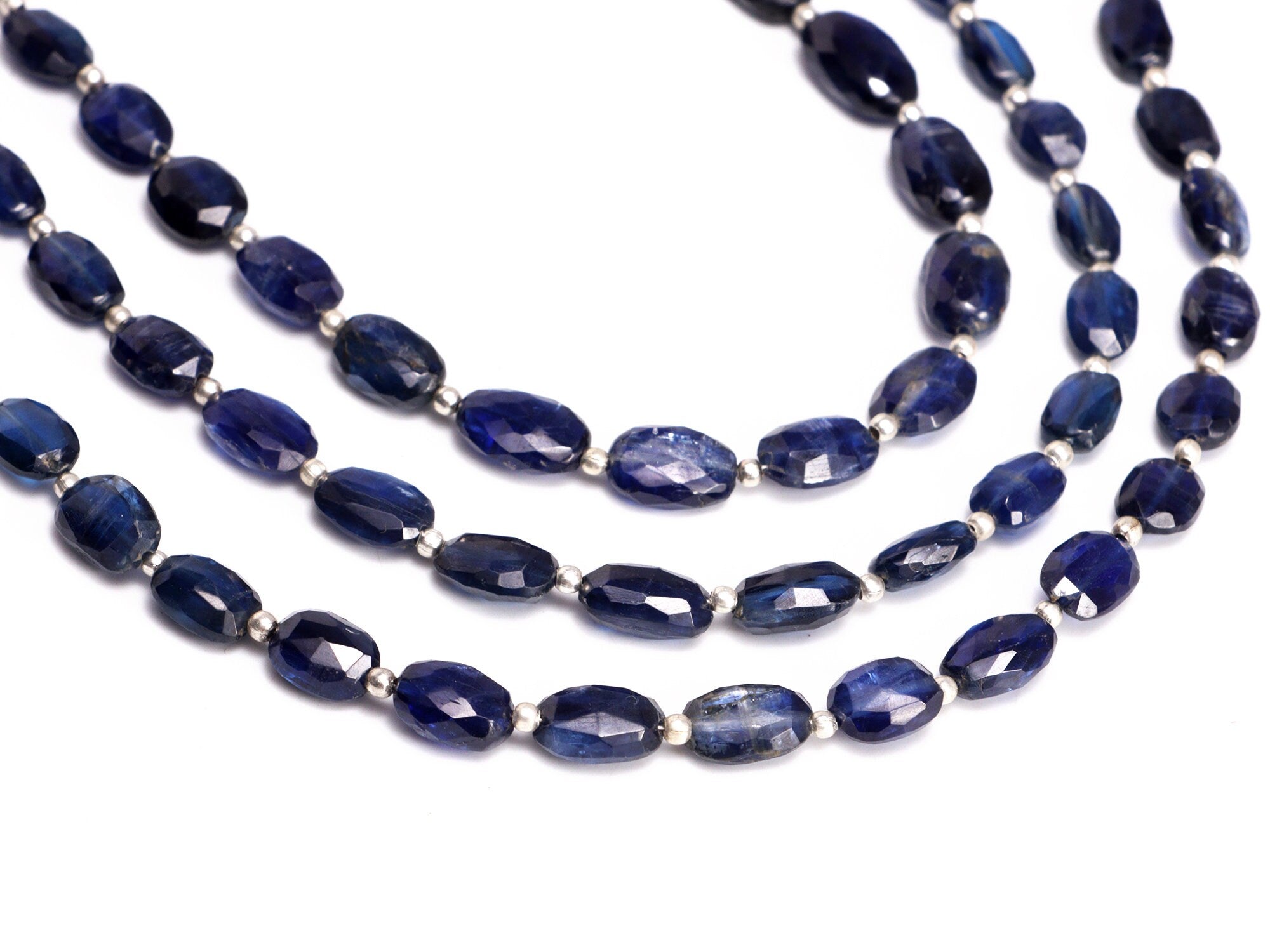 Natural Blue Kyanite Faceted Oval Gemstone Beads, 8 Inch Strand, (SKU011)