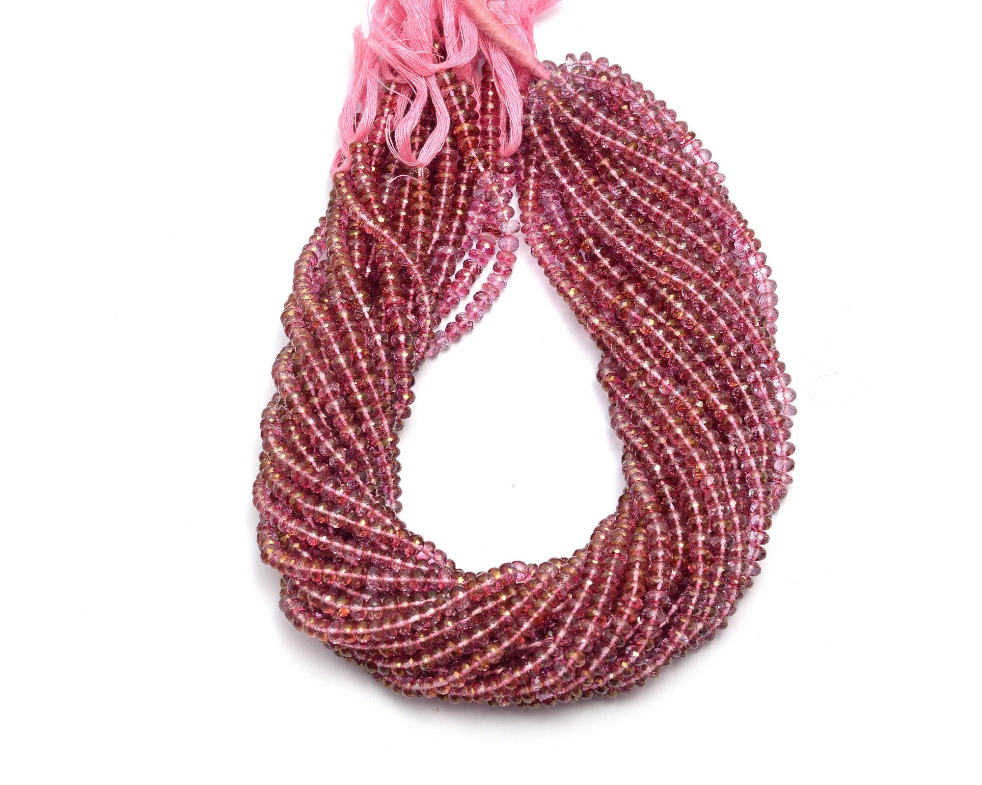 Pink Topaz Crystal Faceted Rondelle Beads, Pink Topaz Beads, SKU766