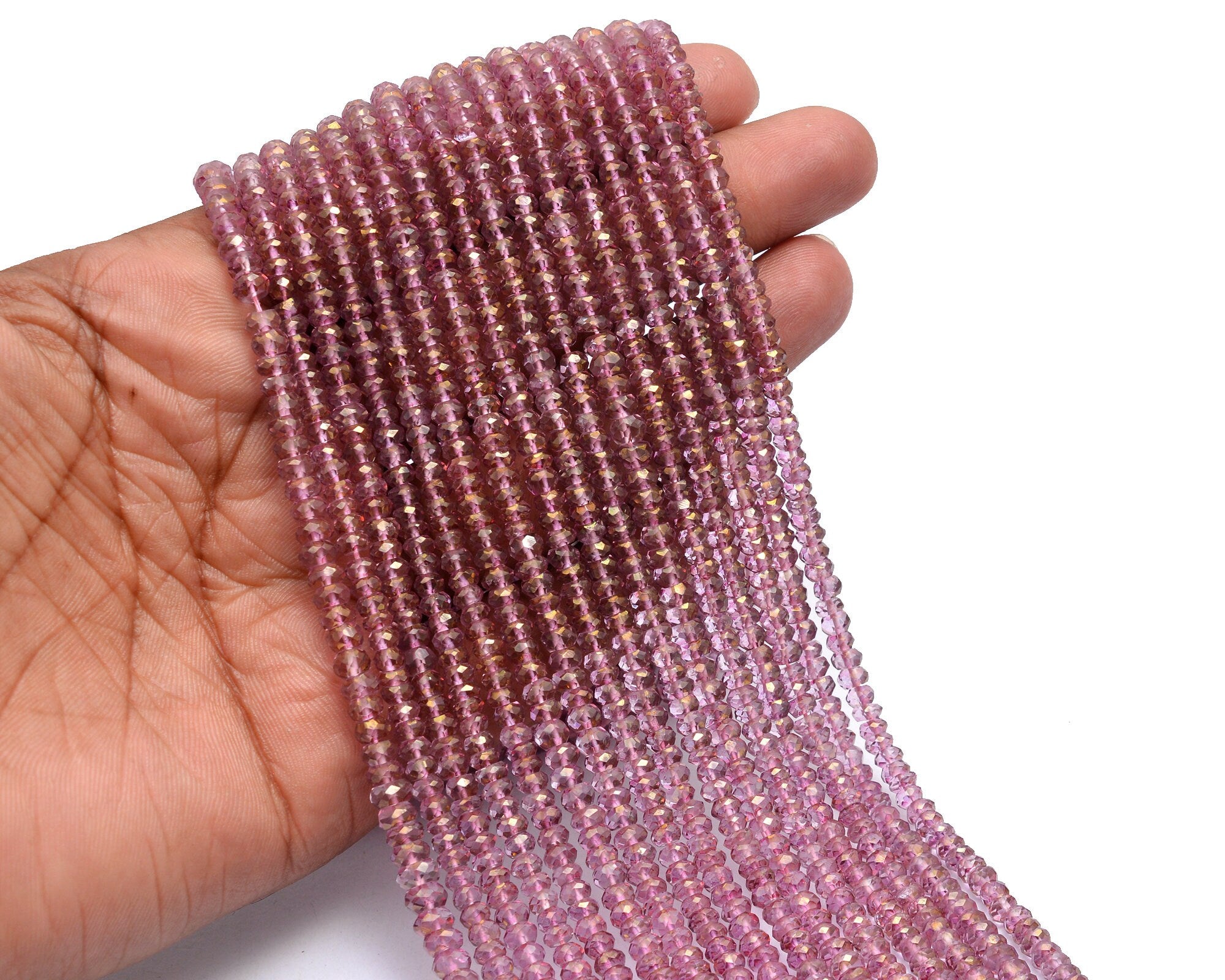Pink Topaz Crystal Faceted Rondelle Beads, Pink Topaz Beads, SKU766