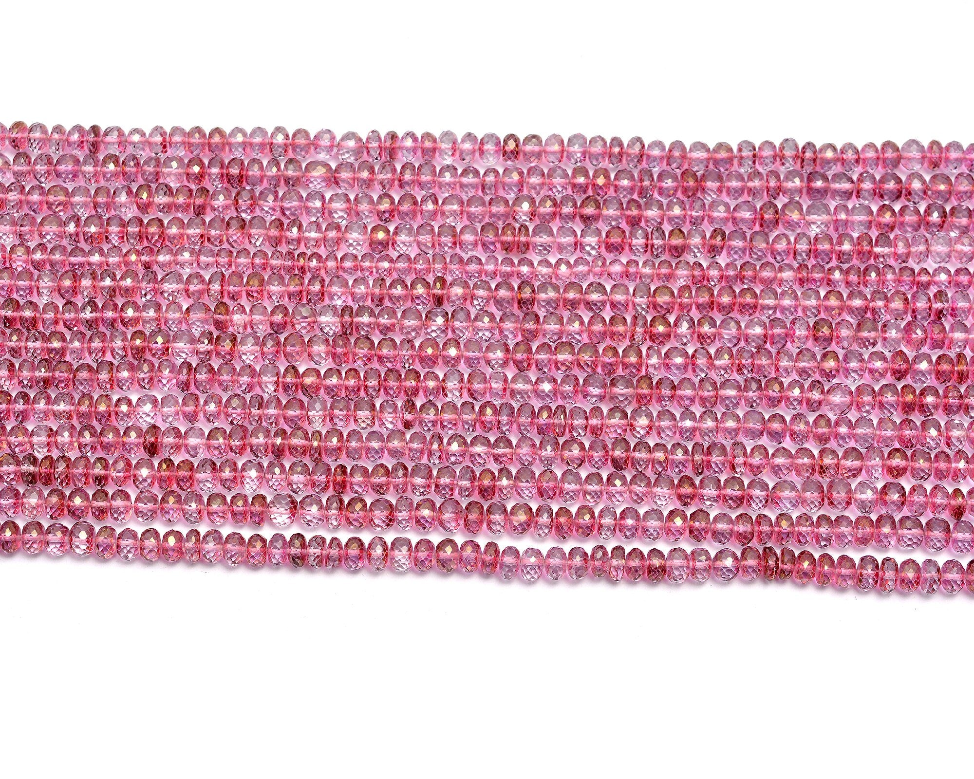 Pink Topaz Crystal Faceted Rondelle Beads, Pink Topaz Beads, SKU766