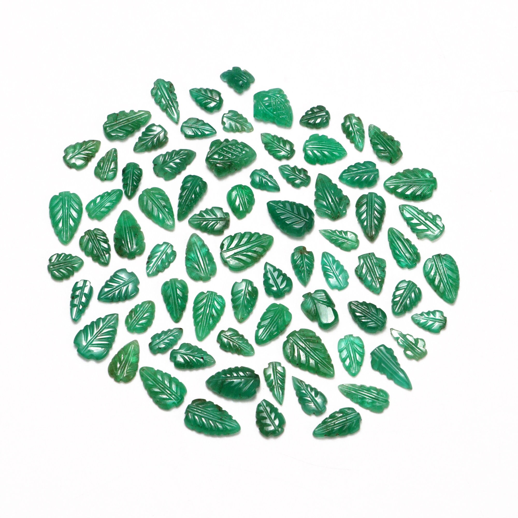 AA Quality Emerald Leaf Carving Gemstone Lot, SKU2090