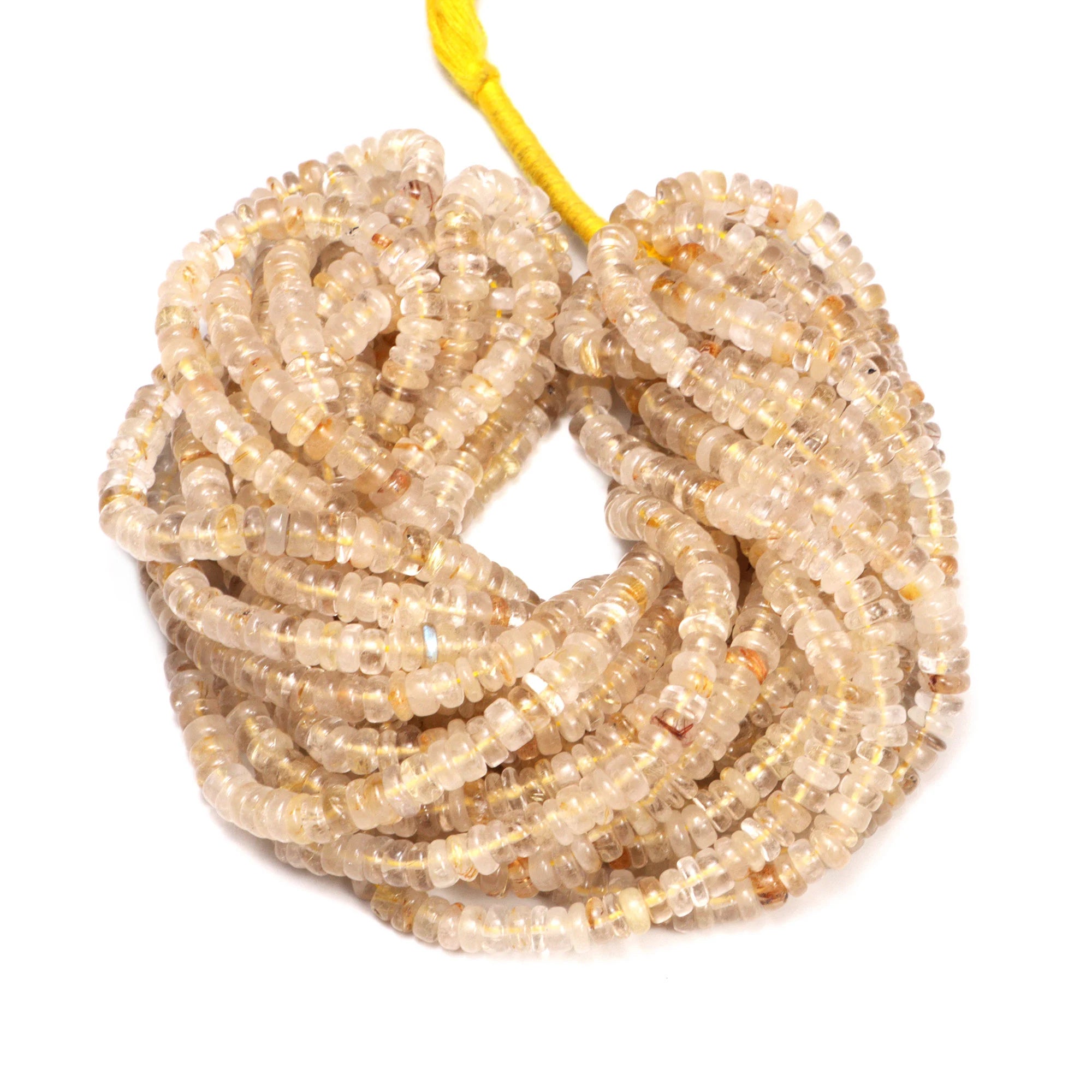 AA Quality Golden Rutile Smooth Tyre Beads, SKU2083