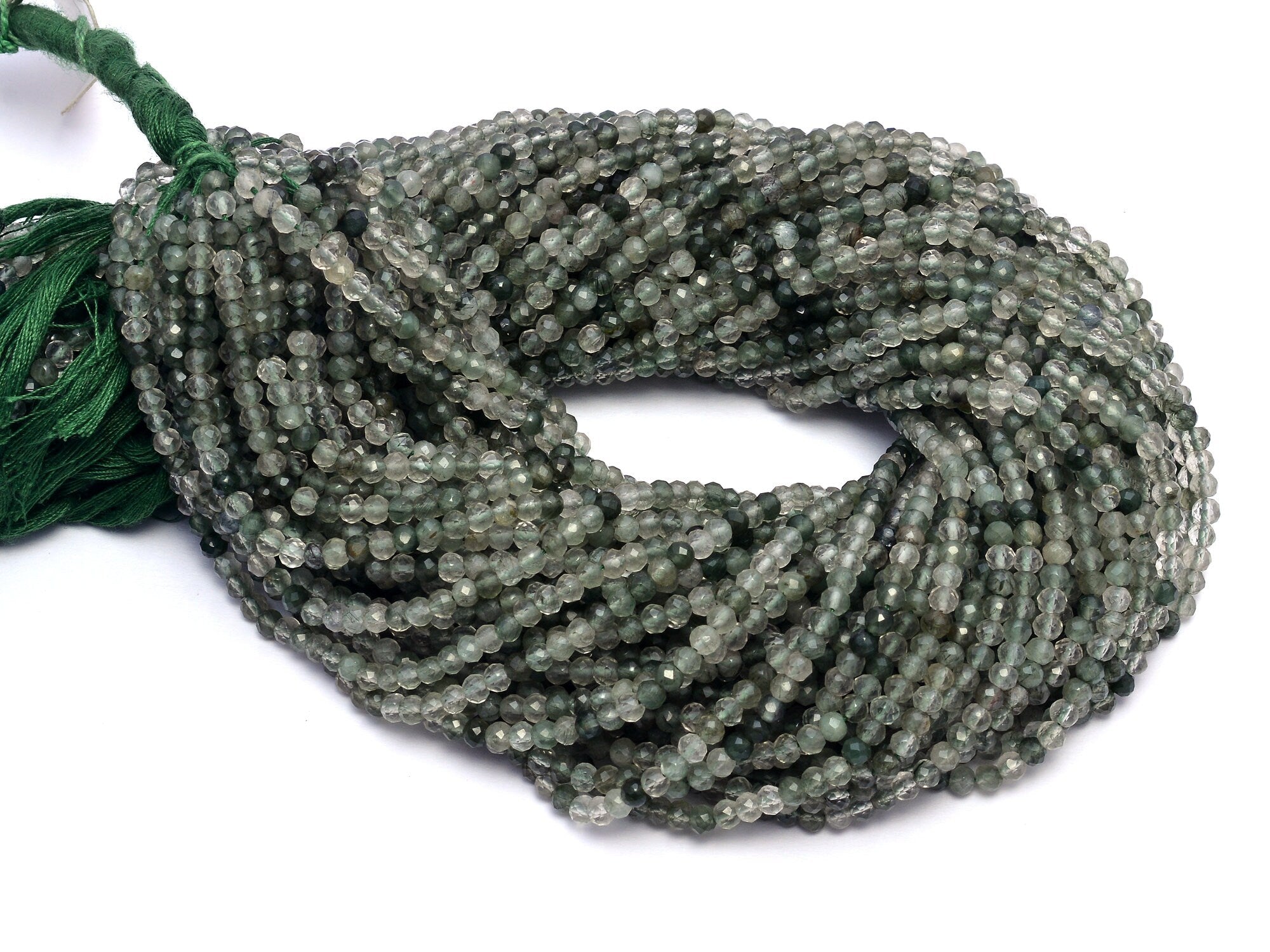 Green Rutile Faceted Rondelle Beads, 3.5 mm, SKU982
