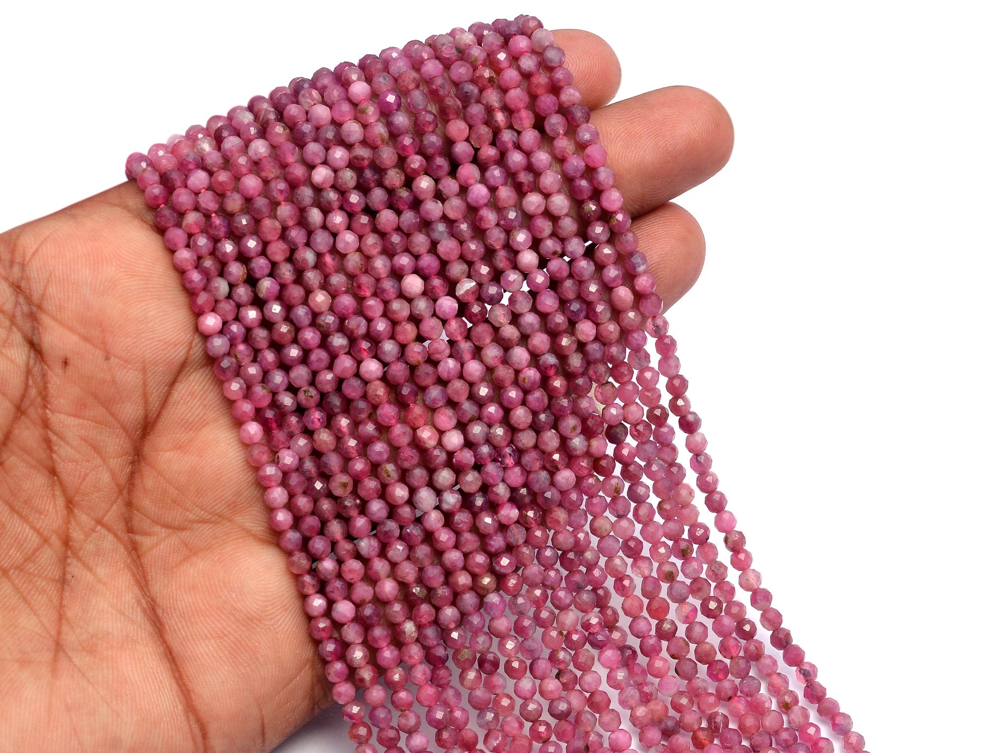 Pink Tourmaline Faceted Round Beads, Tourmaline Round, SKU990