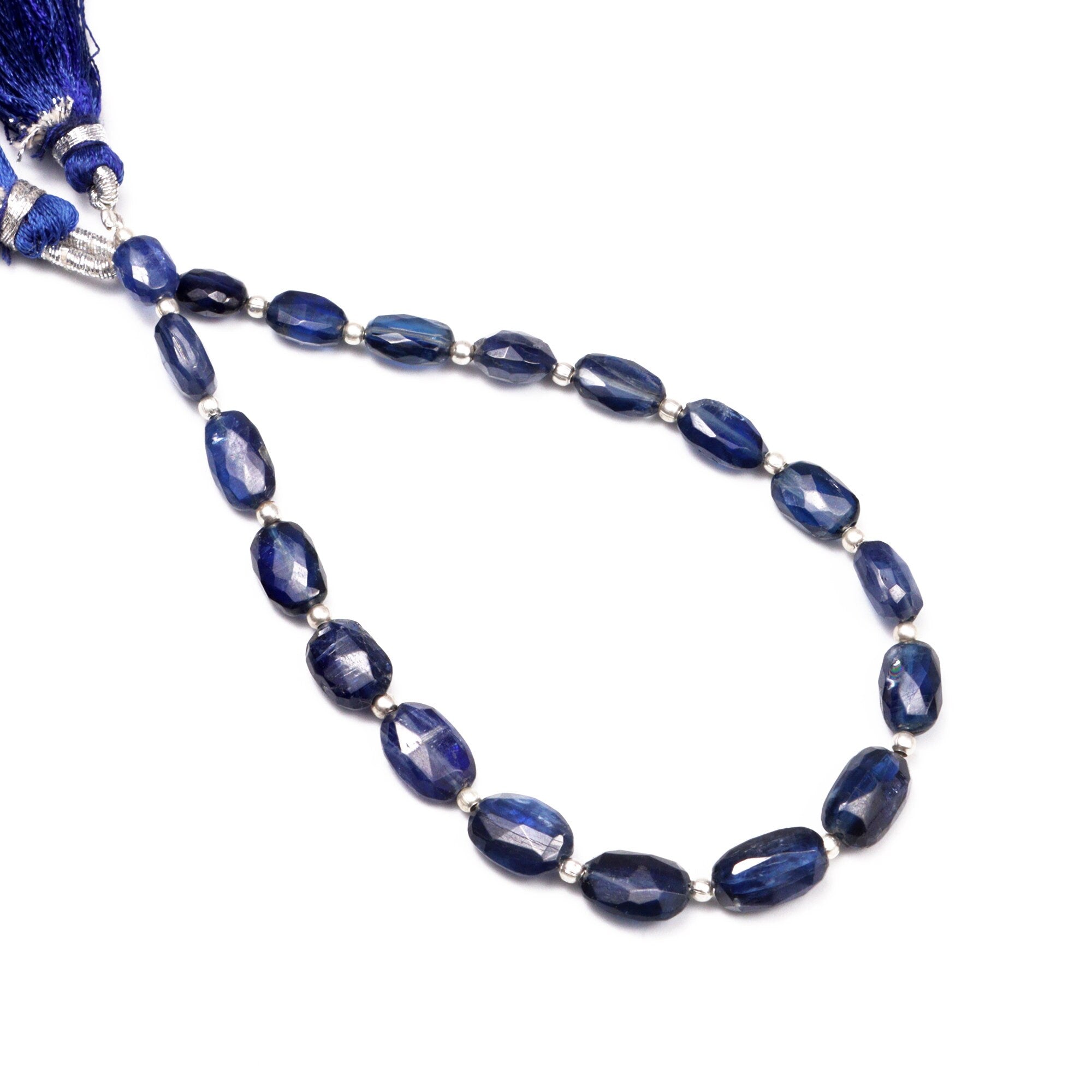 Natural Blue Kyanite Faceted Oval Gemstone Beads, 8 Inch Strand, (SKU011)