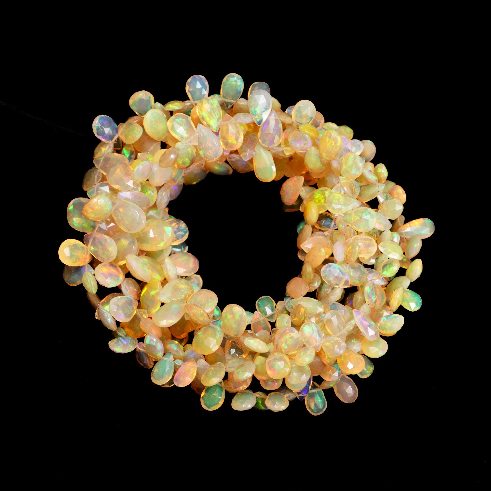 AA Quality Ethiopian Welo Opal Side Drill Faceted Pear Beads, SKU2119