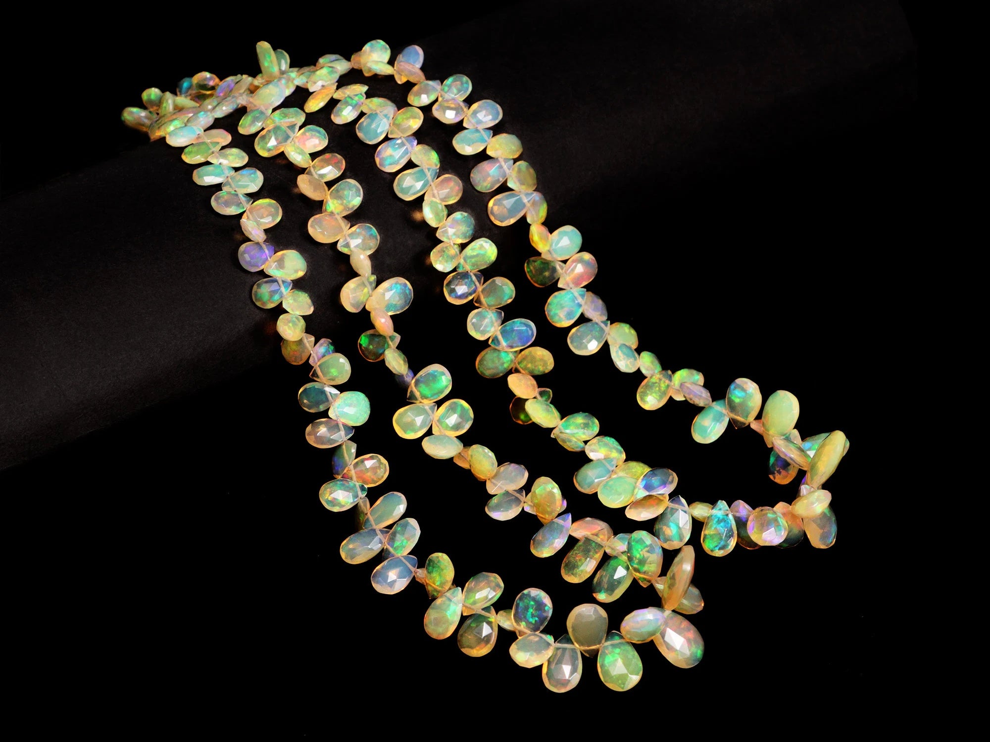 AA Quality Ethiopian Welo Opal Side Drill Faceted Pear Beads, SKU2119