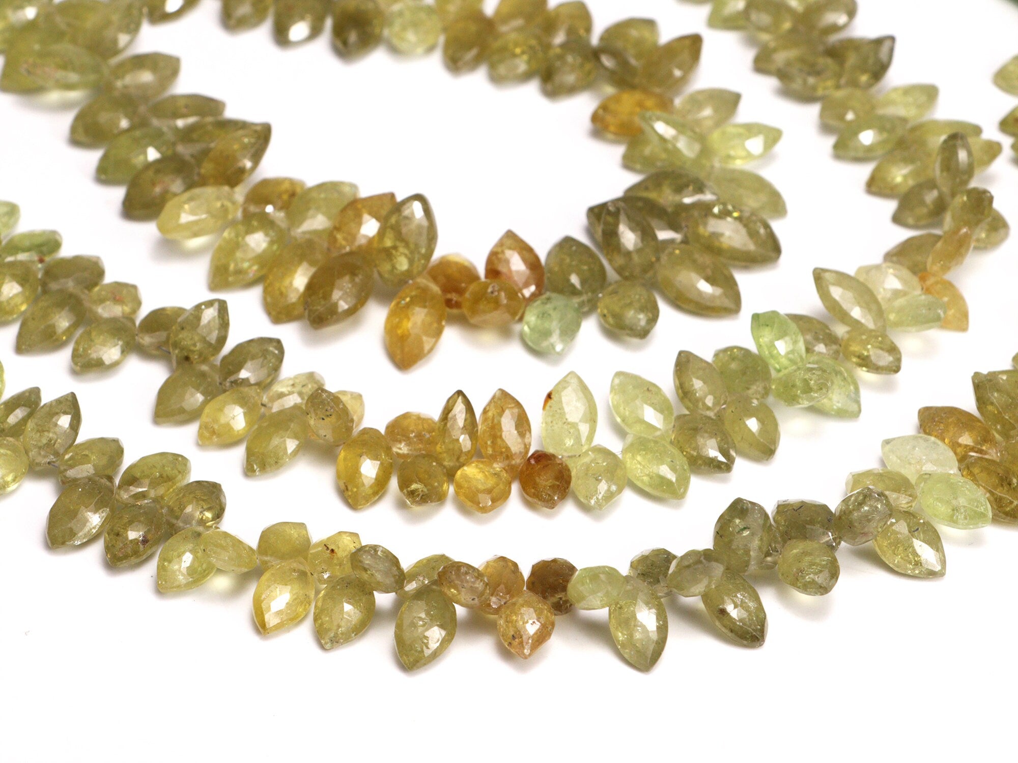 Grossular Garnet Faceted Marquise Beads, Yellow Grossular Garnet Marquise, Garnet Jewelry Making Gemstone Beads, 8 Inch Strand, SKU014