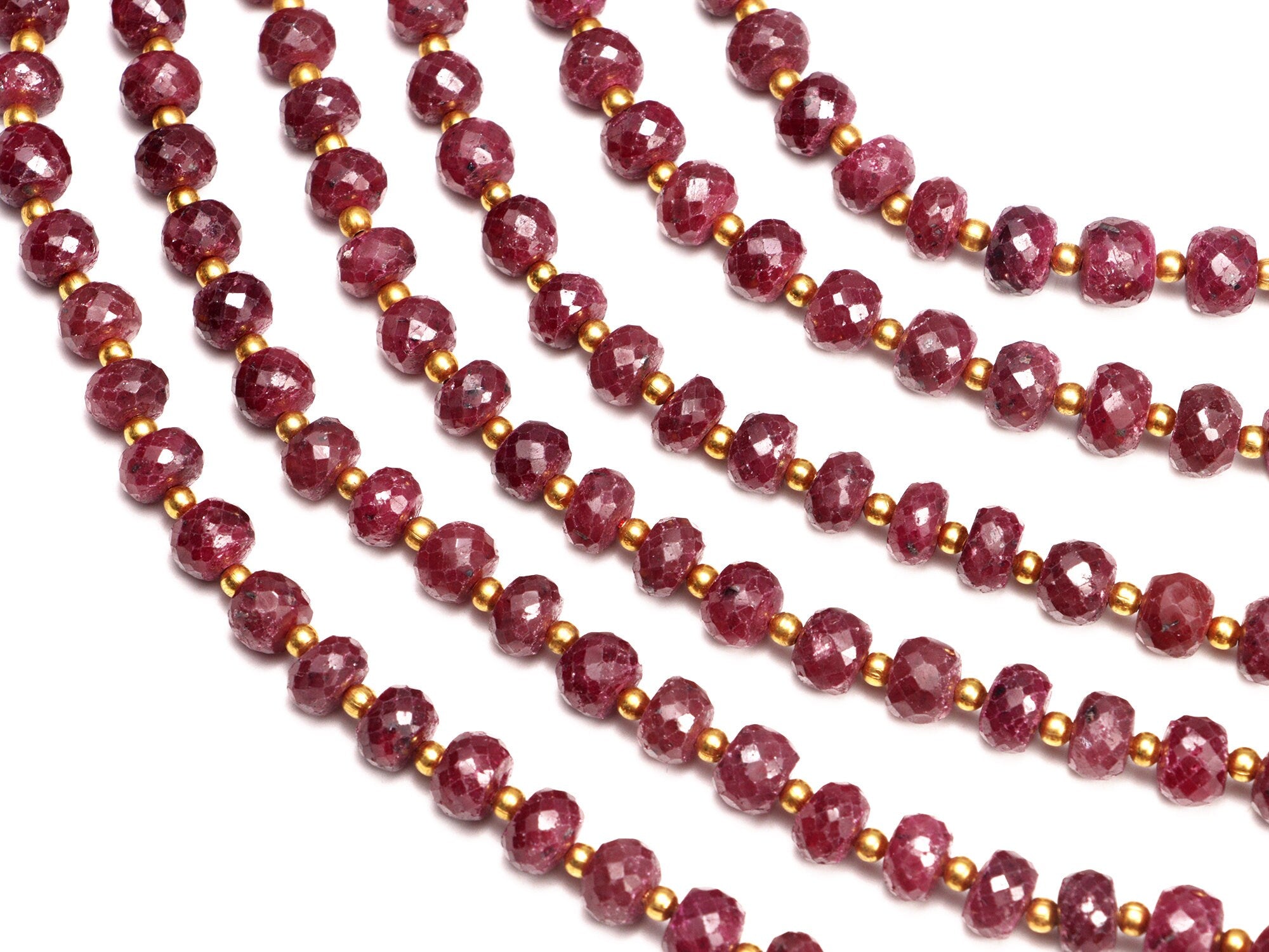 Red Corundum Ruby Faceted Rondelle Beads, Ruby Rondelle Beads, Corundum Ruby Jewelry Making Gemstone Beads, 16 Inch Strand, SKU No. 017