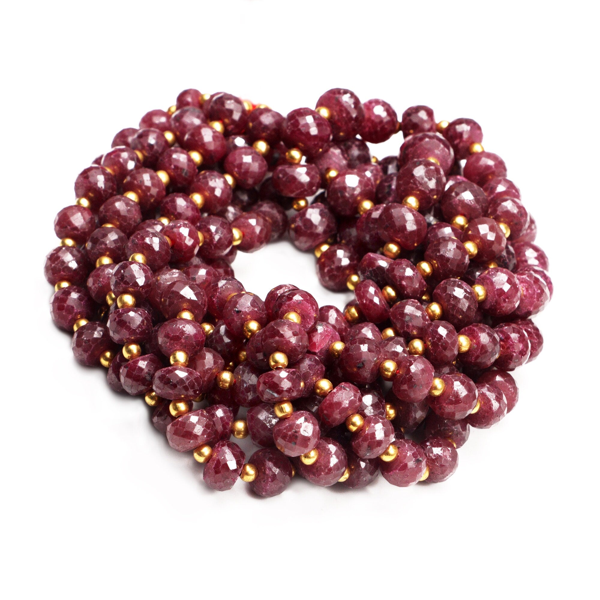Red Corundum Ruby Faceted Rondelle Beads, Ruby Rondelle Beads, Corundum Ruby Jewelry Making Gemstone Beads, 16 Inch Strand, SKU No. 017