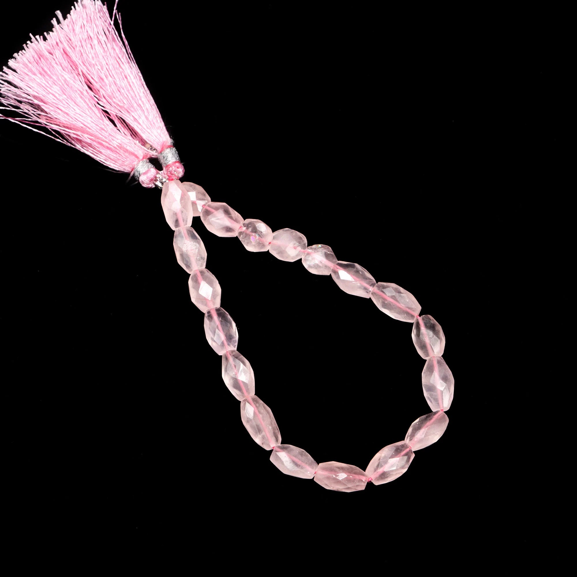 Pink Quartz Faceted Oval Beads, Rose Quartz Oval Beads, Pink Quartz Jewelry Making Gemstone Beads, 8 Inch Mala (SKU019)