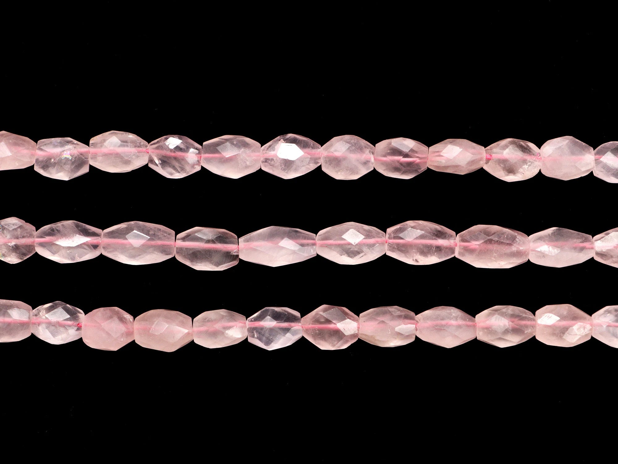 Pink Quartz Faceted Oval Beads, Rose Quartz Oval Beads, Pink Quartz Jewelry Making Gemstone Beads, 8 Inch Mala (SKU019)